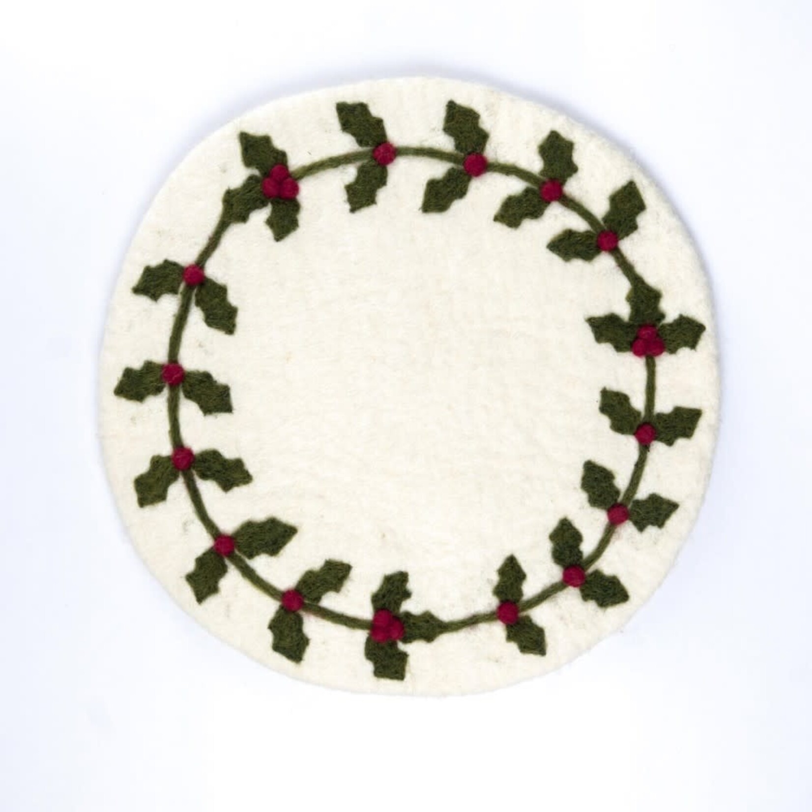 Fairmade Fairtrade Sjaal met Verhaal Sjaal met Verhaal 35 cm onderzetter placemat Holly Berry op is op handgemaakt van Vilt