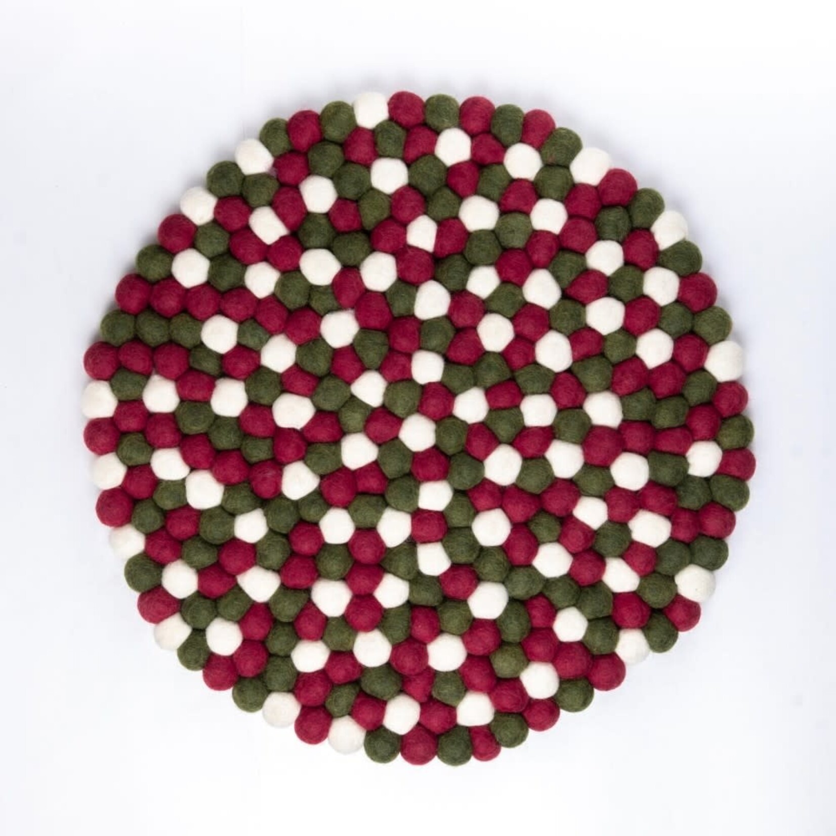 Fairmade Fairtrade voor Sjaal met Verhaal Sjaal met Verhaal 40 cm onderzetter rond viltbolletjes Holly Berry