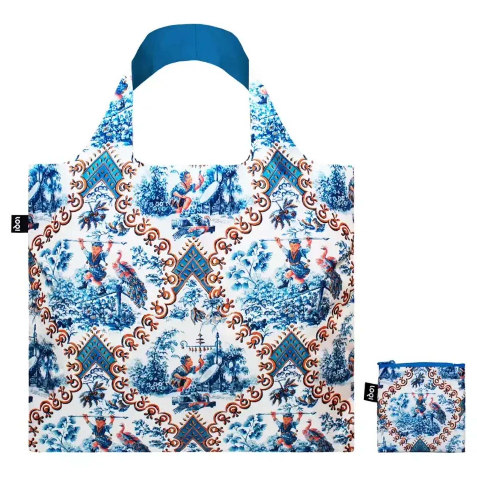 Loqi opvouwbaar tasje Loqi Bag Large Toile de Jouy Juggler gerecycled Loqi artist Collection LQdatj