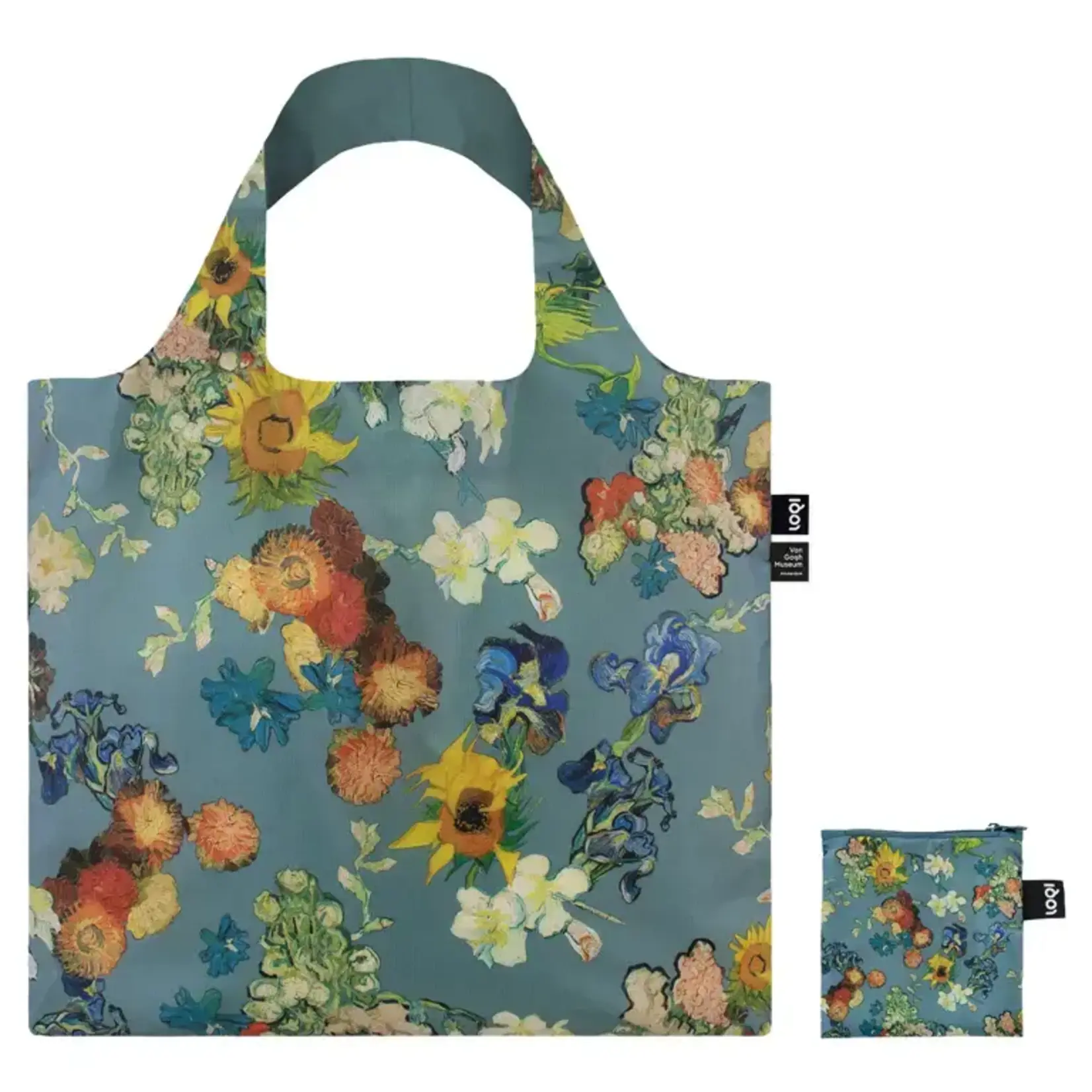 Loqi Loqi bag large Blue Flower Pattern Van Gogh 100 % recycled opvouwbaar Loqi tasje Loqi Museum Collection VGM.AB