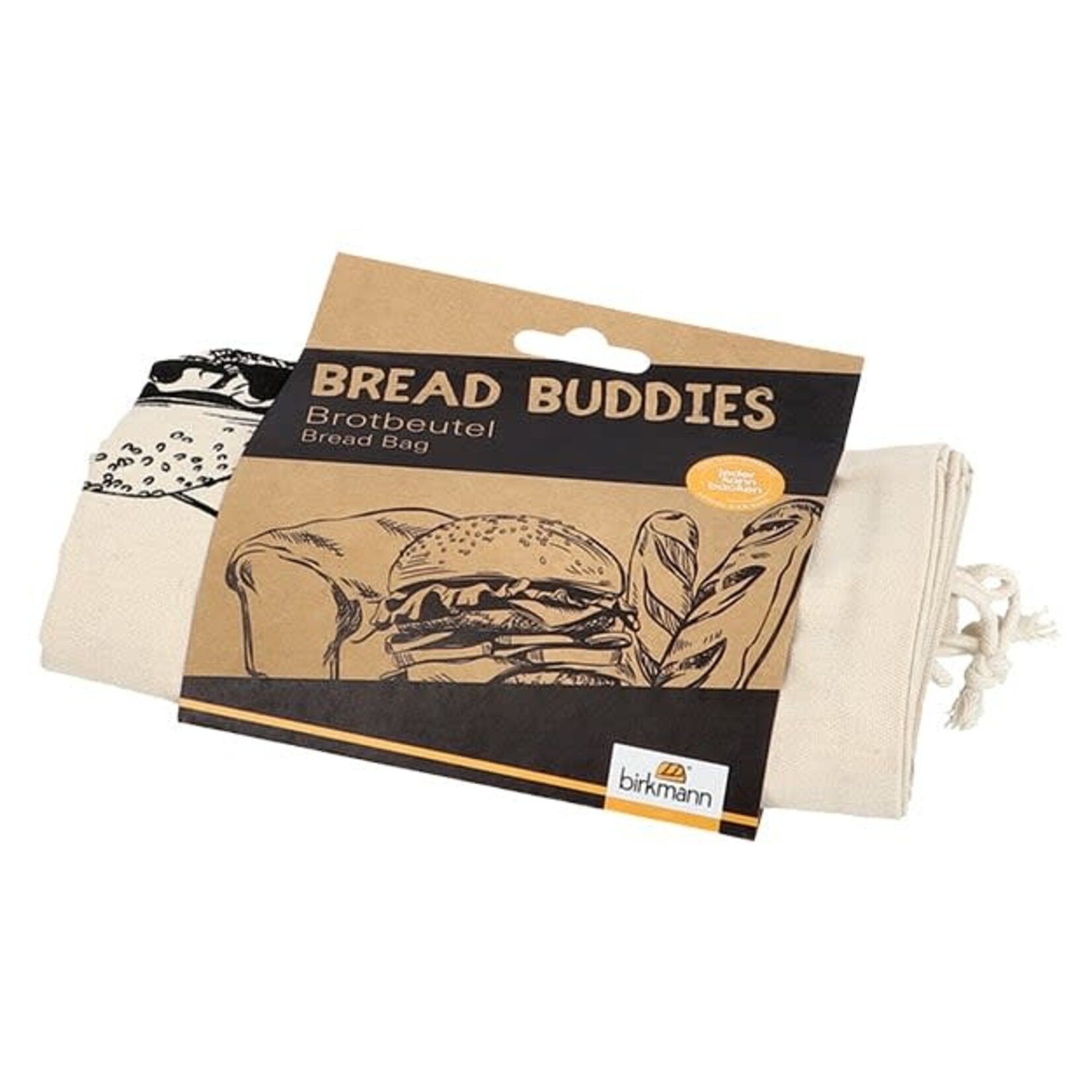Birkmann 38x45 cm katoenen broodzak Birkmann brood bewaar zak  Bread Buddies B331419