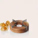 AdHoc Design AdHoc theelicht rechaud Ø 145 mm AdHoc Tuto acacia hout met rvs Ad Hoc tk48
