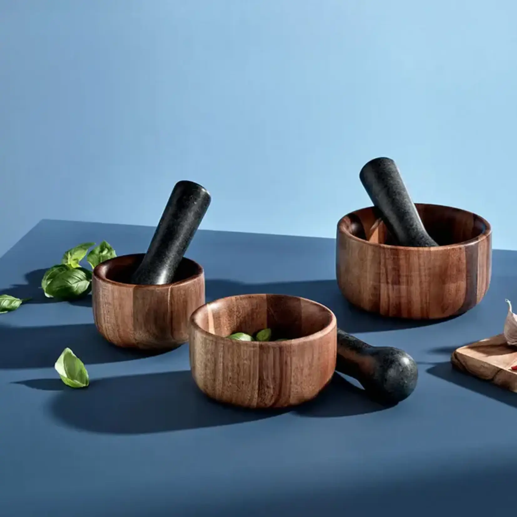 AdHoc AdHoc Ø 9 cm vijzel AdHoc Taru small Ø 9cm houten met granieten vijzel AdHoc MO40