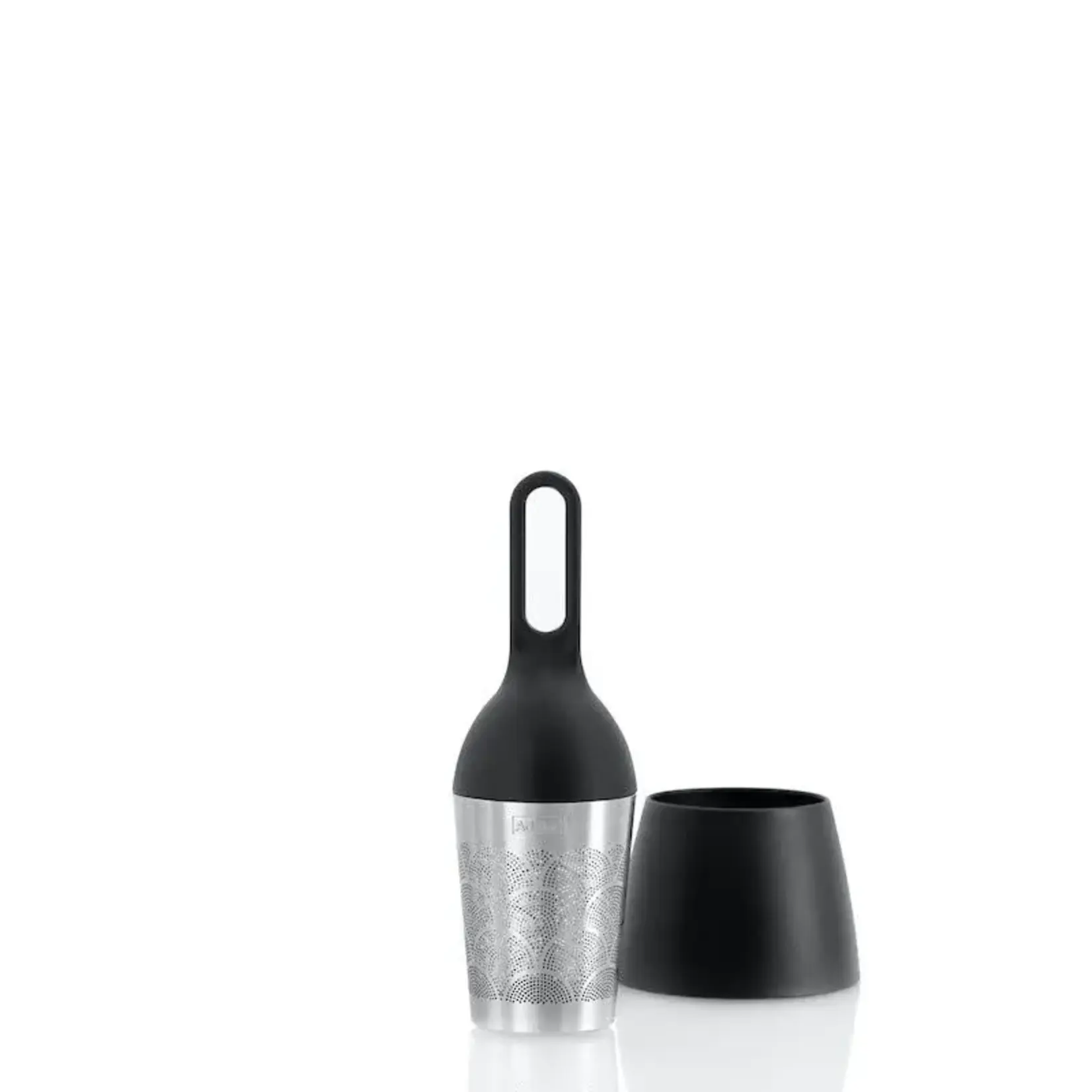 AdHoc AdHoc Floatea Fusion zwart rvs Ø 4 cm  drijvend thee ei met druppel vangende houder  AdHoc TE55