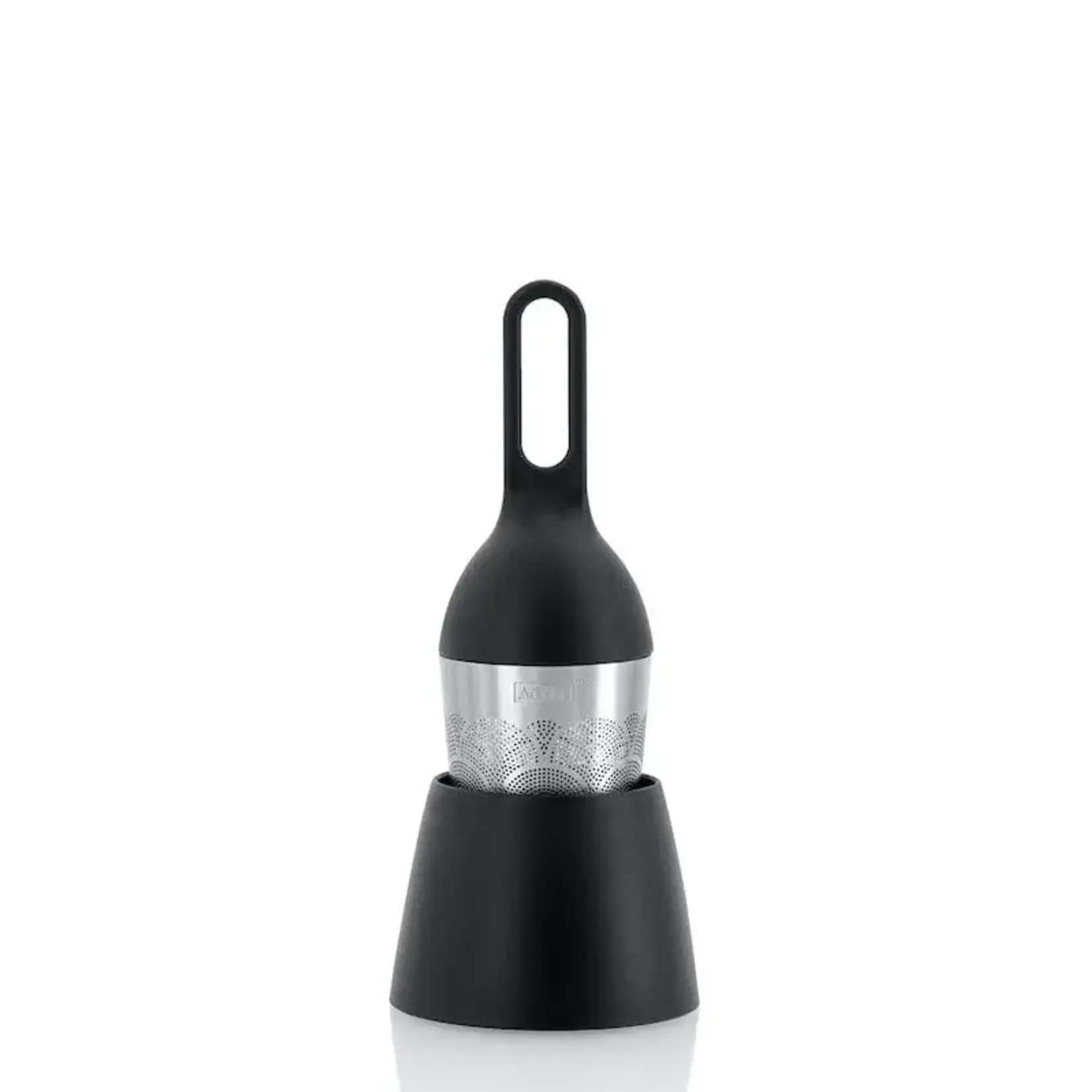 AdHoc Design AdHoc Floatea Fusion zwart rvs Ø 4 cm  drijvend thee ei met druppel vangende houder  AdHoc TE55