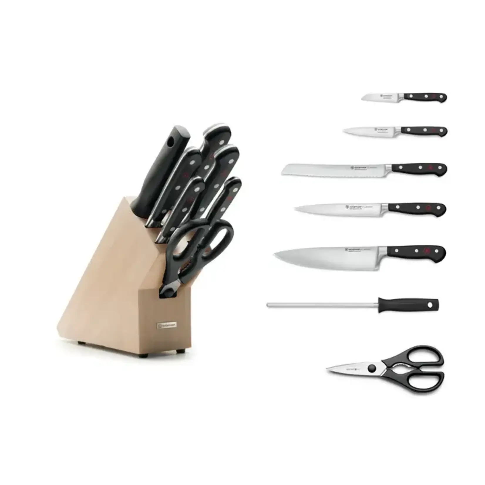 Wüsthof, messen uit Solingen gemaakt onder leiding van de 5e generatie familie Wusthof Zwart messenblok met 7 items Wusthof Classic messenblok met 7 items Classic Black Wüsthof 1090170708