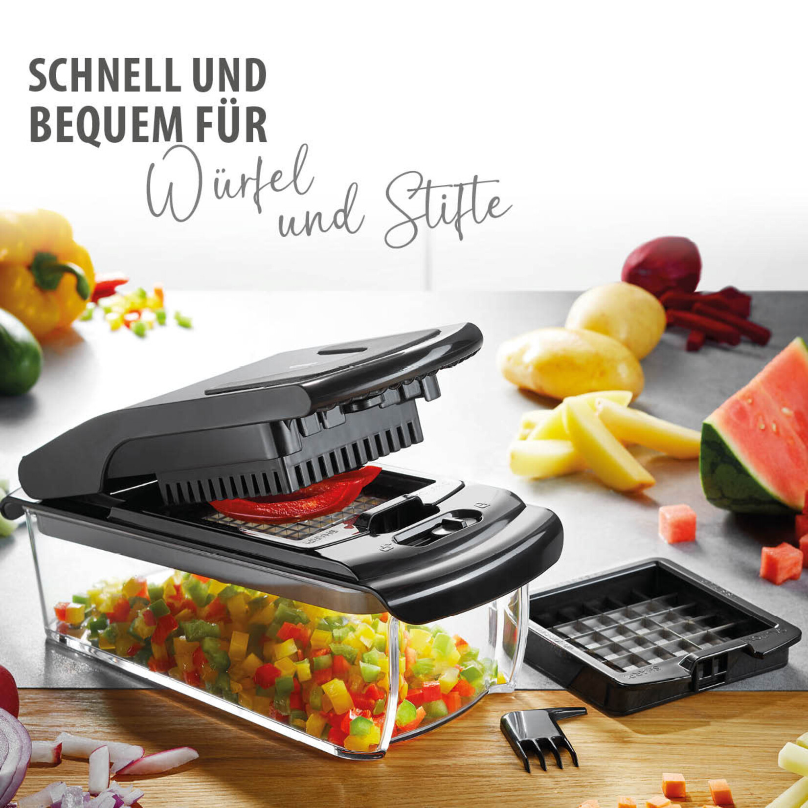 Gefu 7 x 7 mm en 13 x 13 mm snijder voor staafjes of blokjes Gefu Treppo Gefu 89471