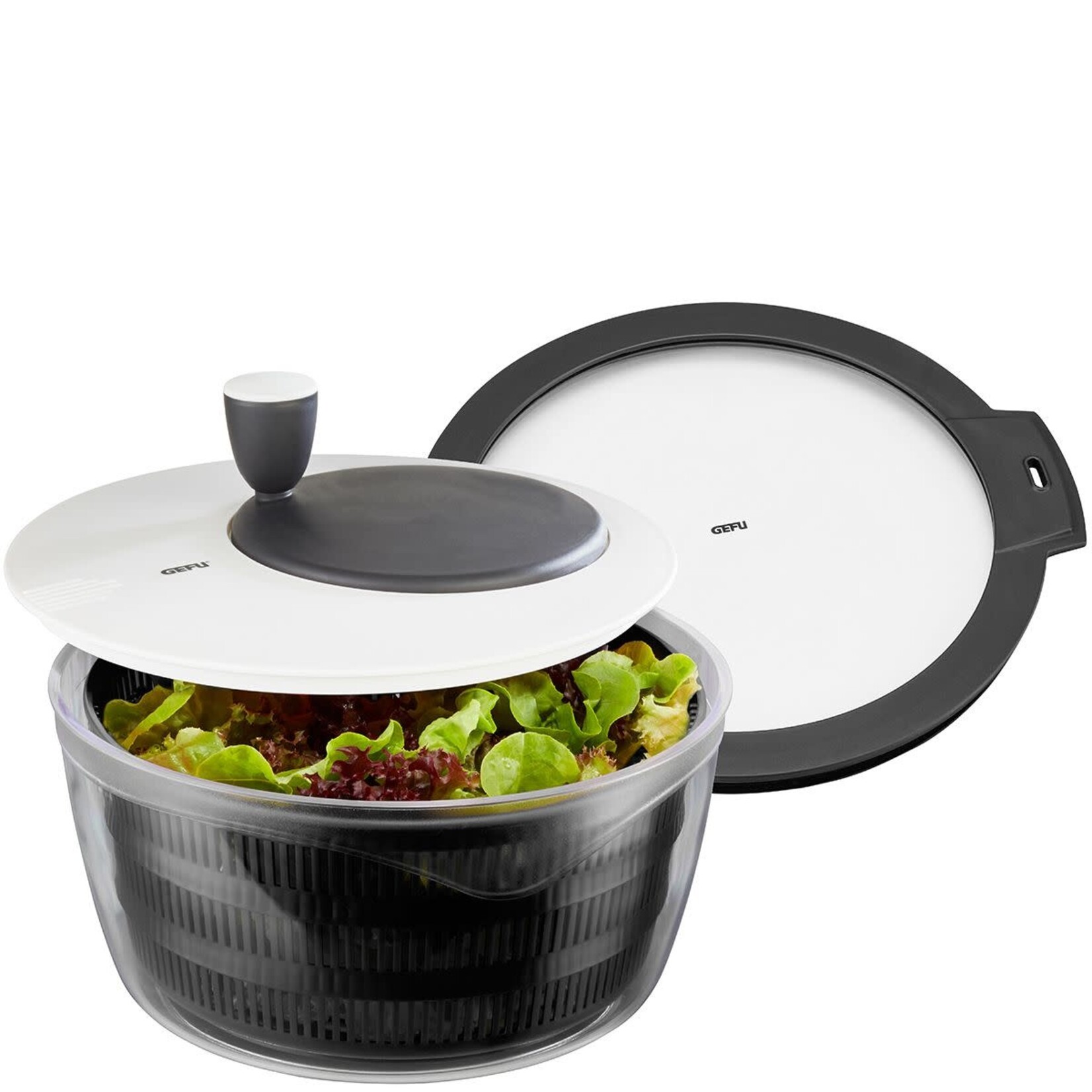 Gefu Met extra deksel kunststof kruiden en Salade centrifuge sla zwierder Gefu Rotare saladespinner Gefu 00182