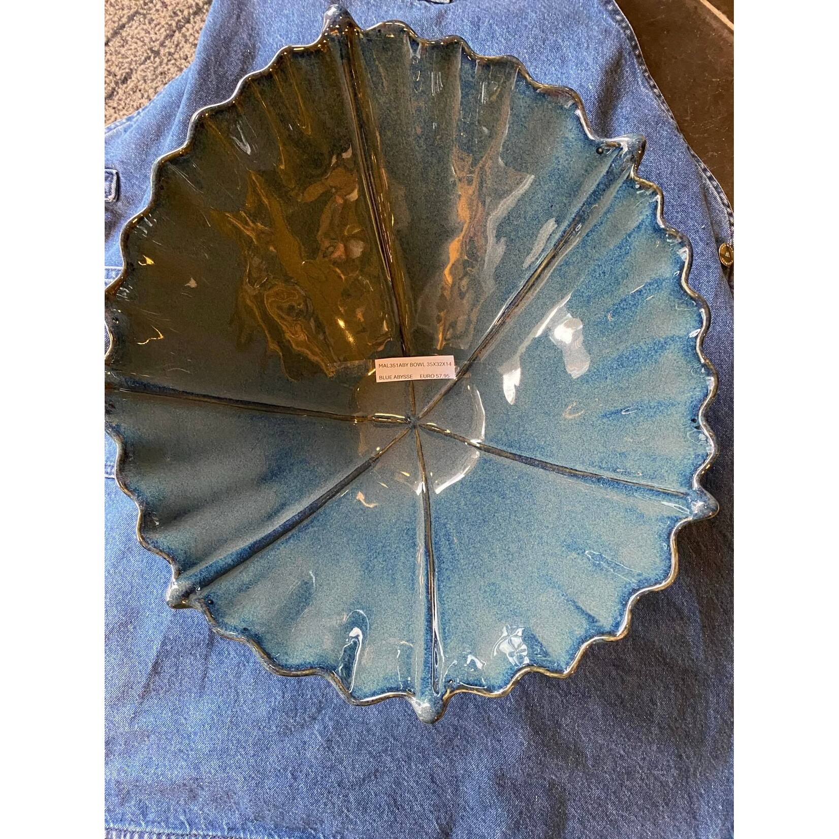 Gresnovo, handgemaakt keihard stoneware uit Portugal 35x32x14 cm bowl schaal Gresnovo Marea bowl schaal Bleu Abysse Gresnovo mal351aby