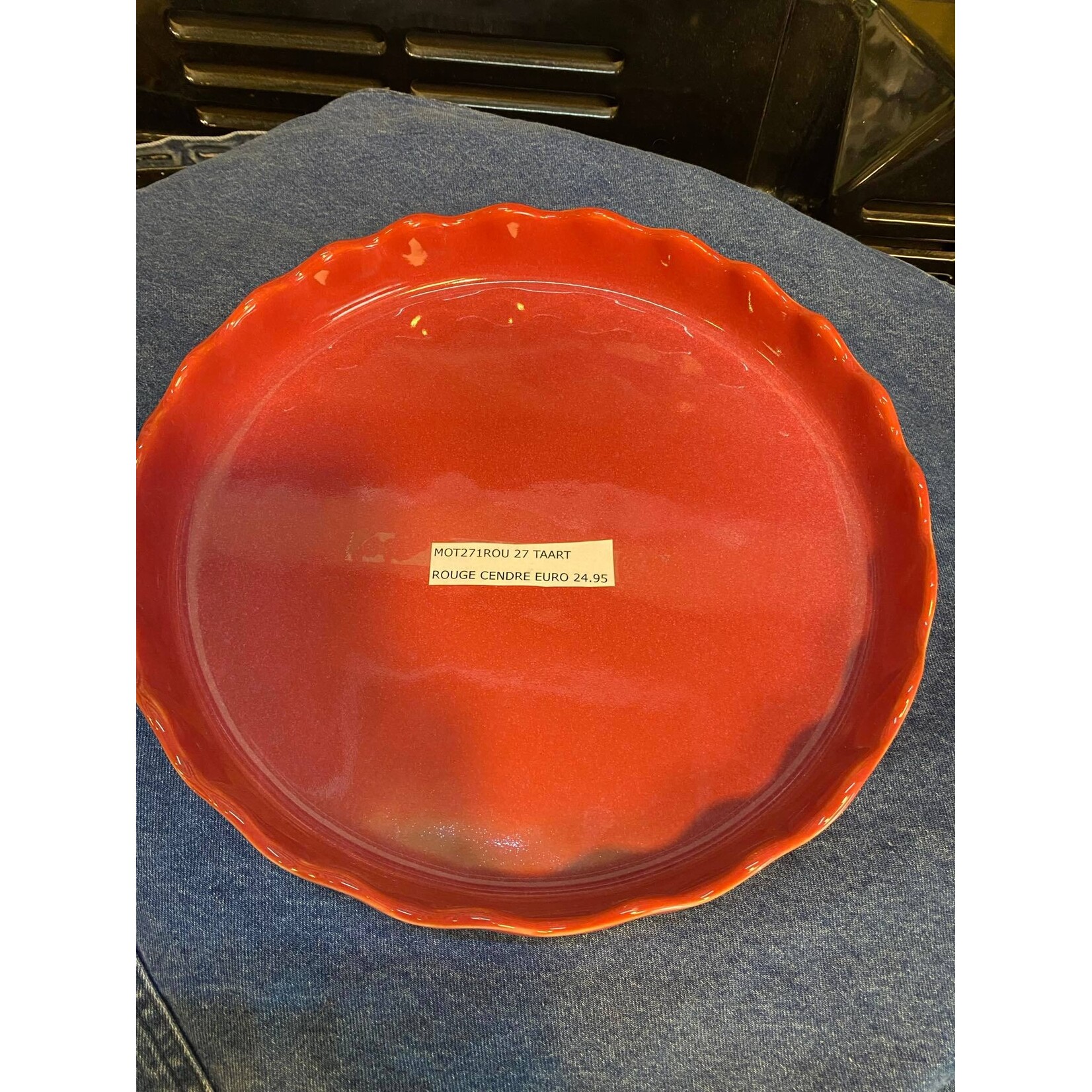 Gresnovo, handgemaakt keihard stoneware uit Portugal quiche vorm schaal 270x45 mm cm Gresnovo Moove taart quiche schaal Rouge Cendré mot271rou