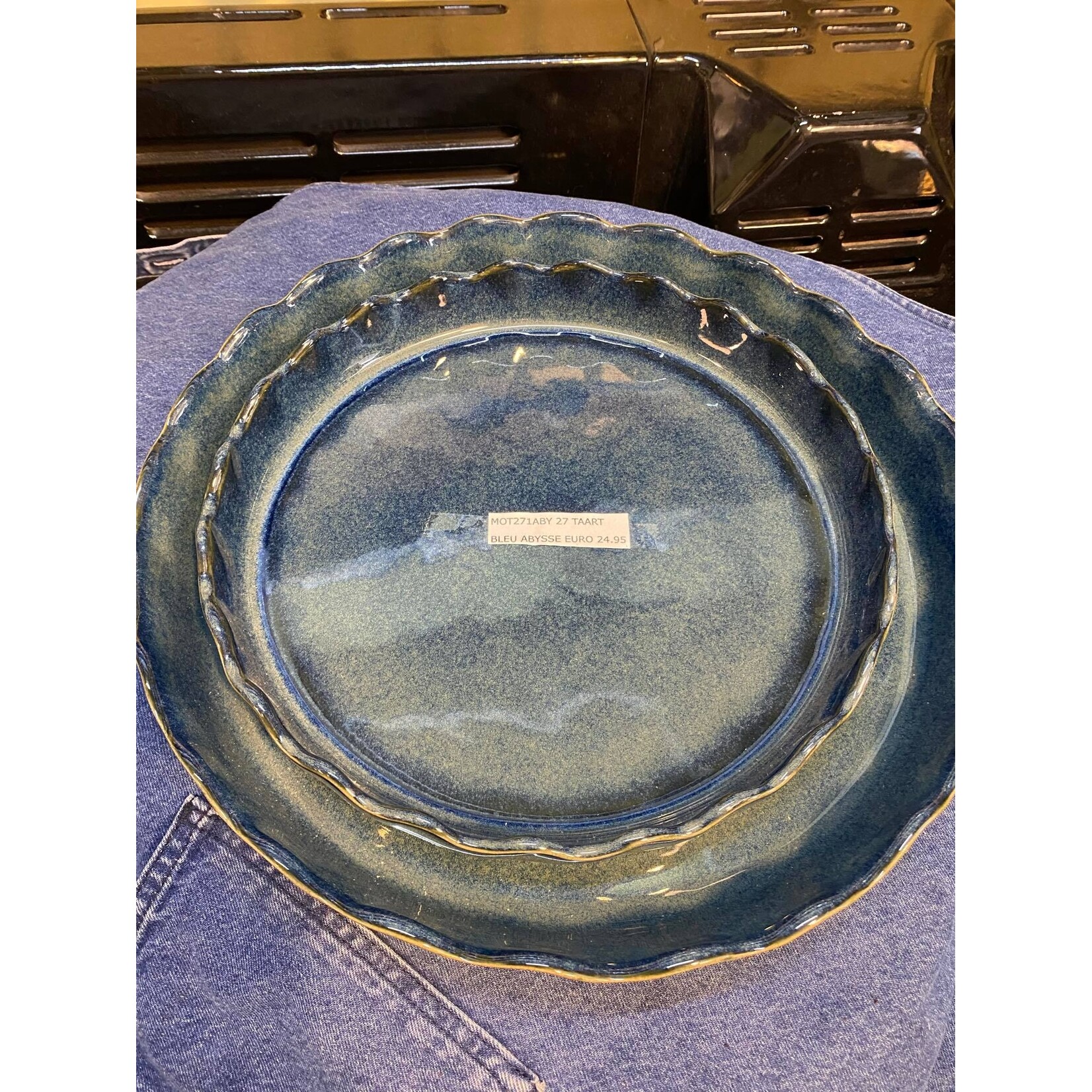 Gresnovo, handgemaakt keihard stoneware uit Portugal quiche vorm schaal 320x45 mm cm Gresnovo Moove taart quiche schaal Bleu Abysse mot321aby