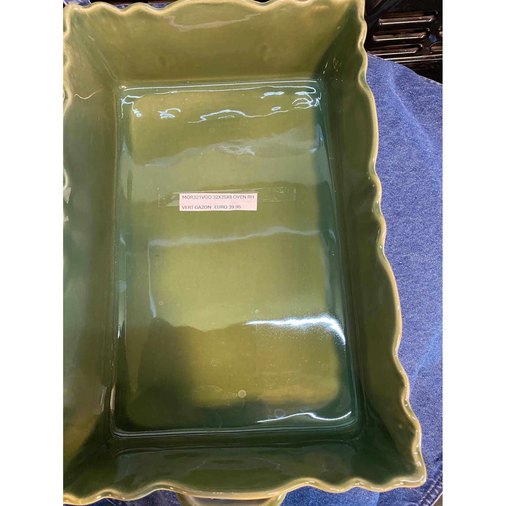 Gresnovo, handgemaakt keihard stoneware uit Portugal Ovenschaal rechthoek 32x25x8 cm Gresnovo Moove ovenschaal Vert Gazon Mor321vgo