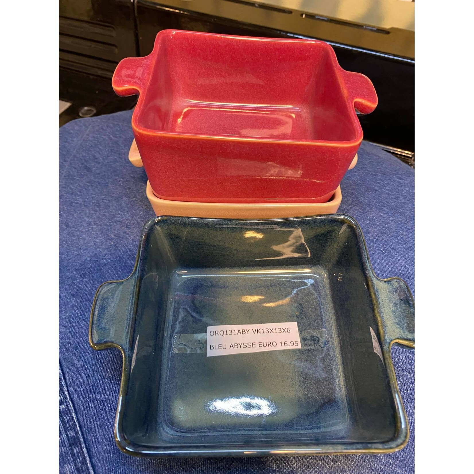 Gresnovo, handgemaakt keihard stoneware uit Portugal Ovenschaal vierkant 13x13x6 cm Gresnovo ovenschaal Bleu Abysse Gresnovo orq131aby