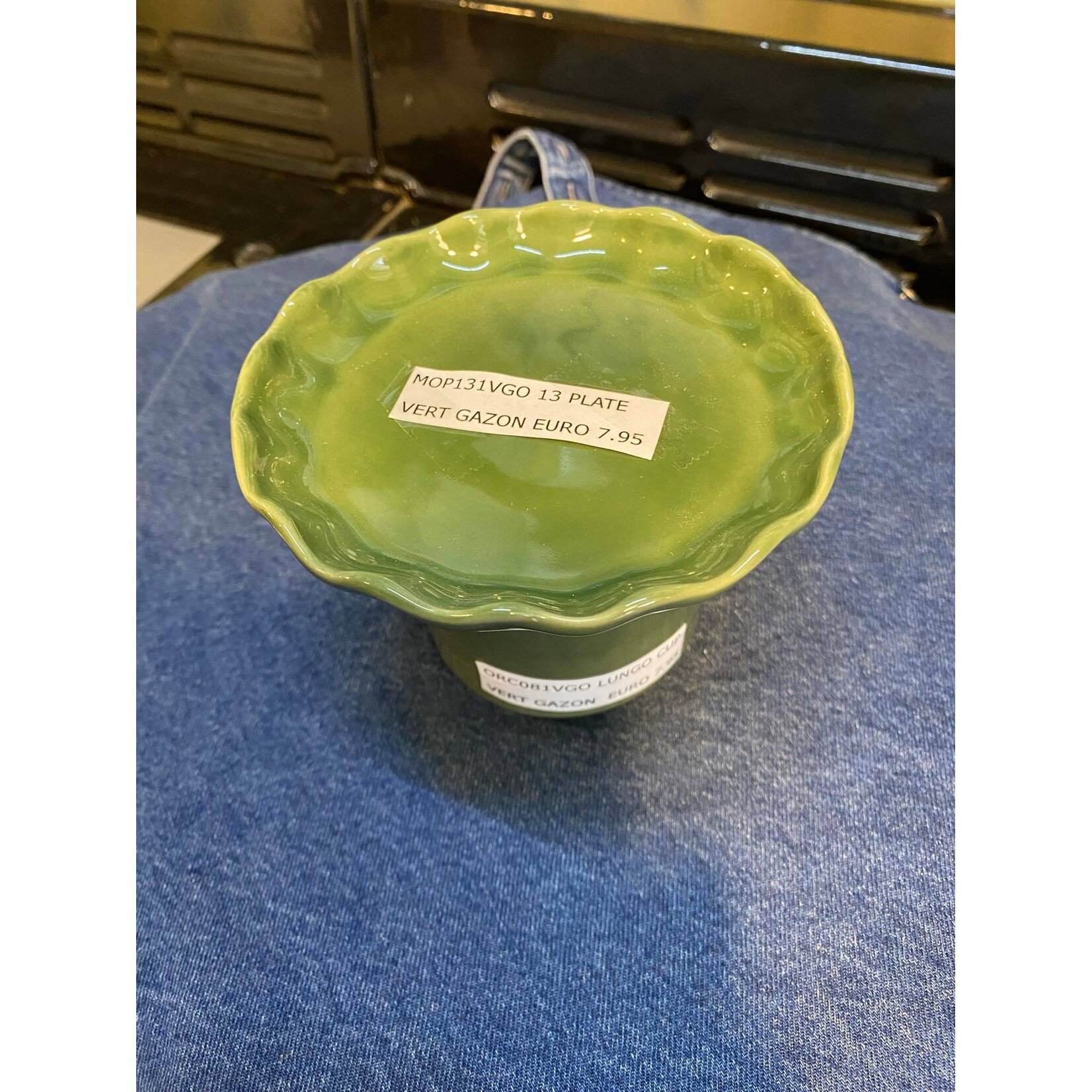 Gresnovo, handgemaakt keihard stoneware uit Portugal Plate bord 130 x 35 mm Gresnovo Moove bord 13 cm Vert Gazon mop131vgo