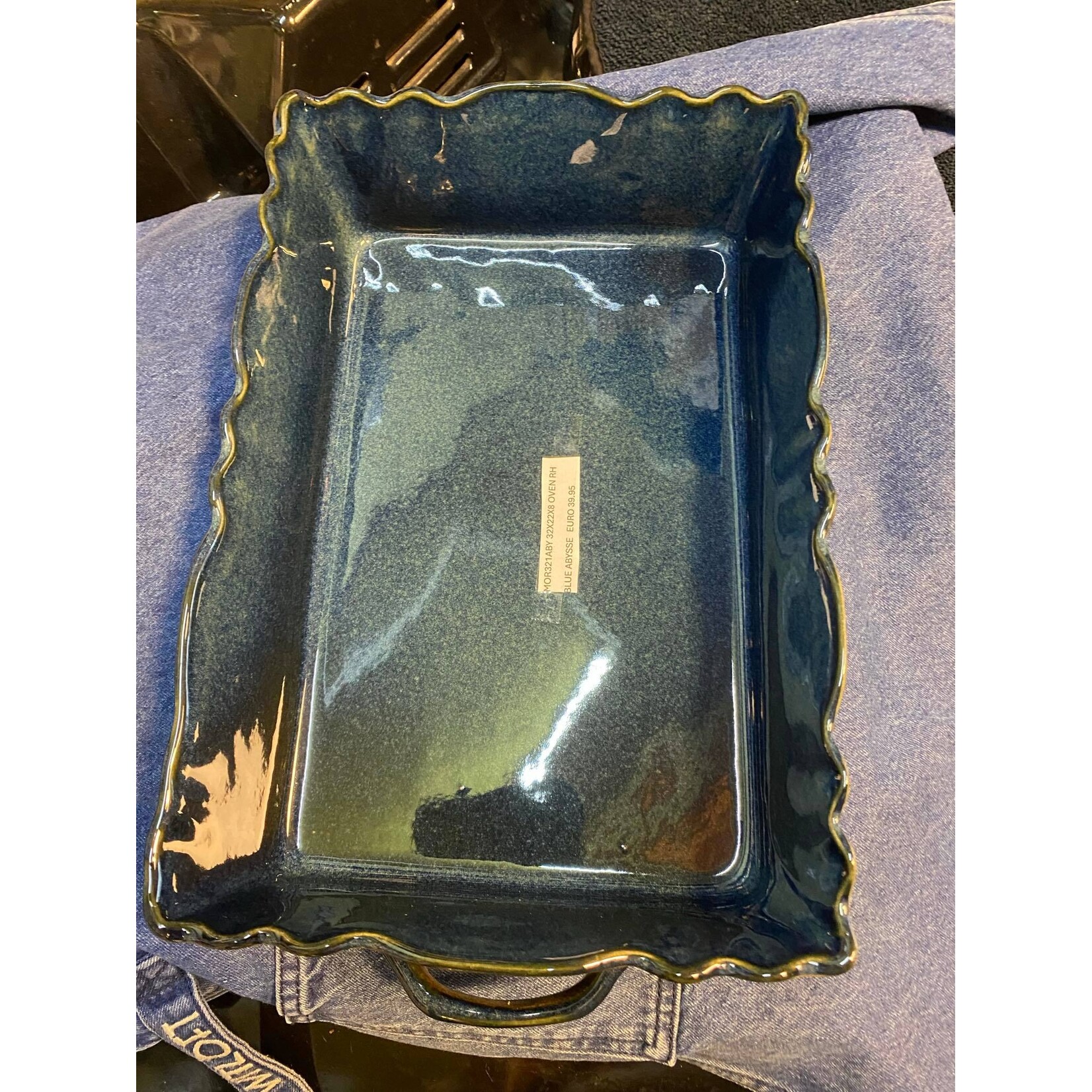 Gresnovo, handgemaakt keihard stoneware uit Portugal Ovenschaal rechthoek 32x25x8 cm Gresnovo Moove ovenschaal Bleu Abysse Mor321aby