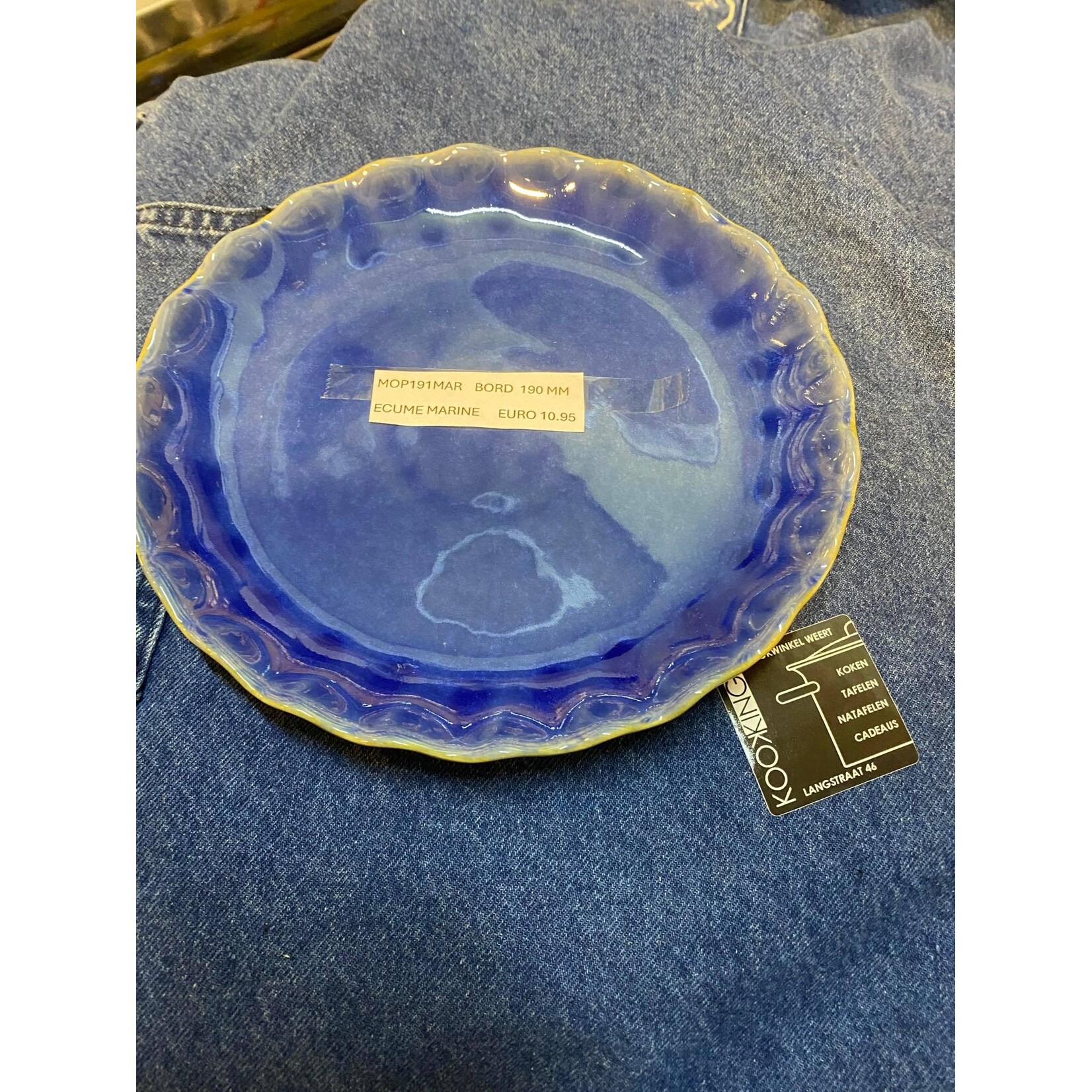 Gresnovo, handgemaakt keihard stoneware uit Portugal Plate bord 19 cm  Gresnovo Moove bord 19 cm Ecume Marine mop191mar