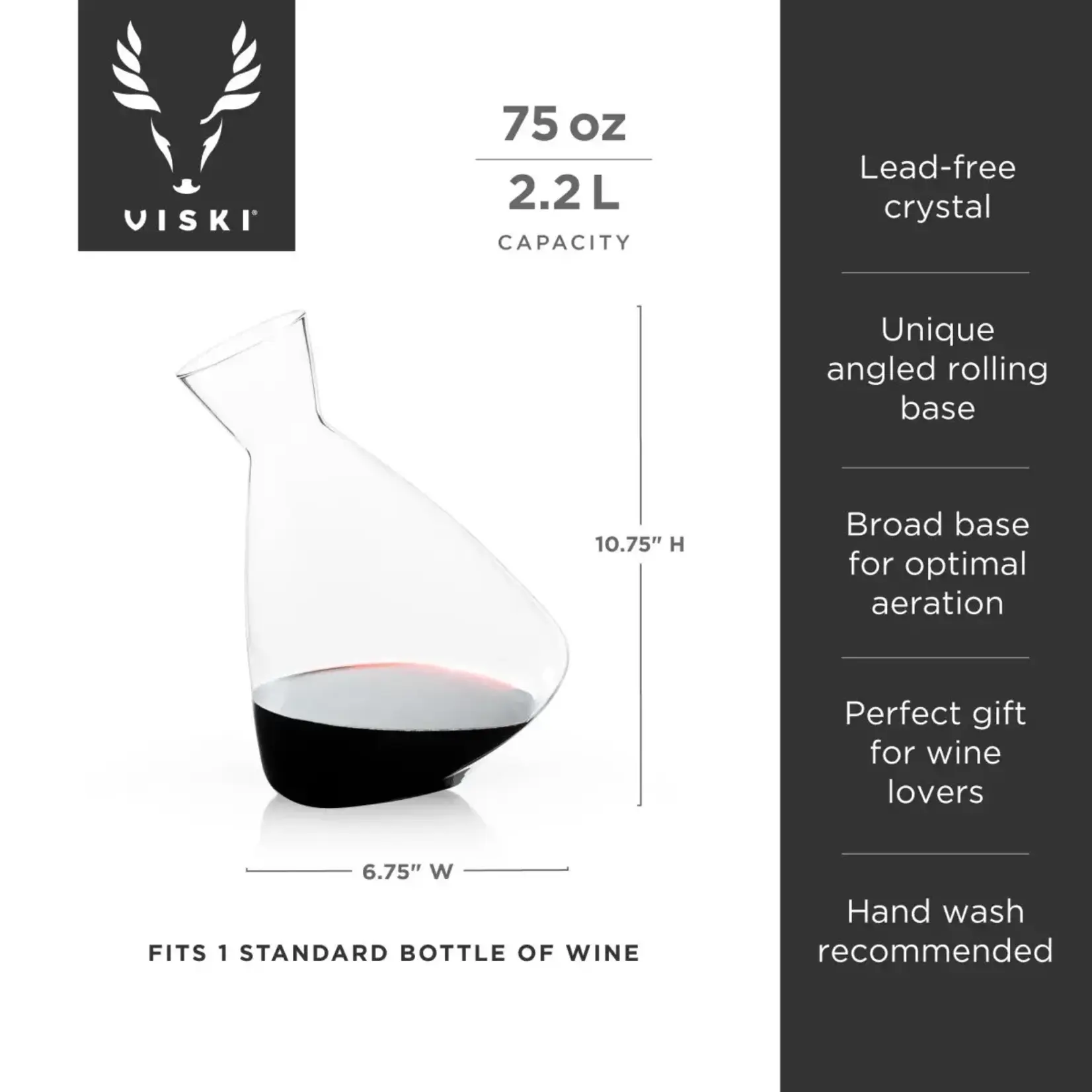 Viski Viski Rolling Crystal Wine Decanter by Viski wijn decanteer karaf Viski v3719