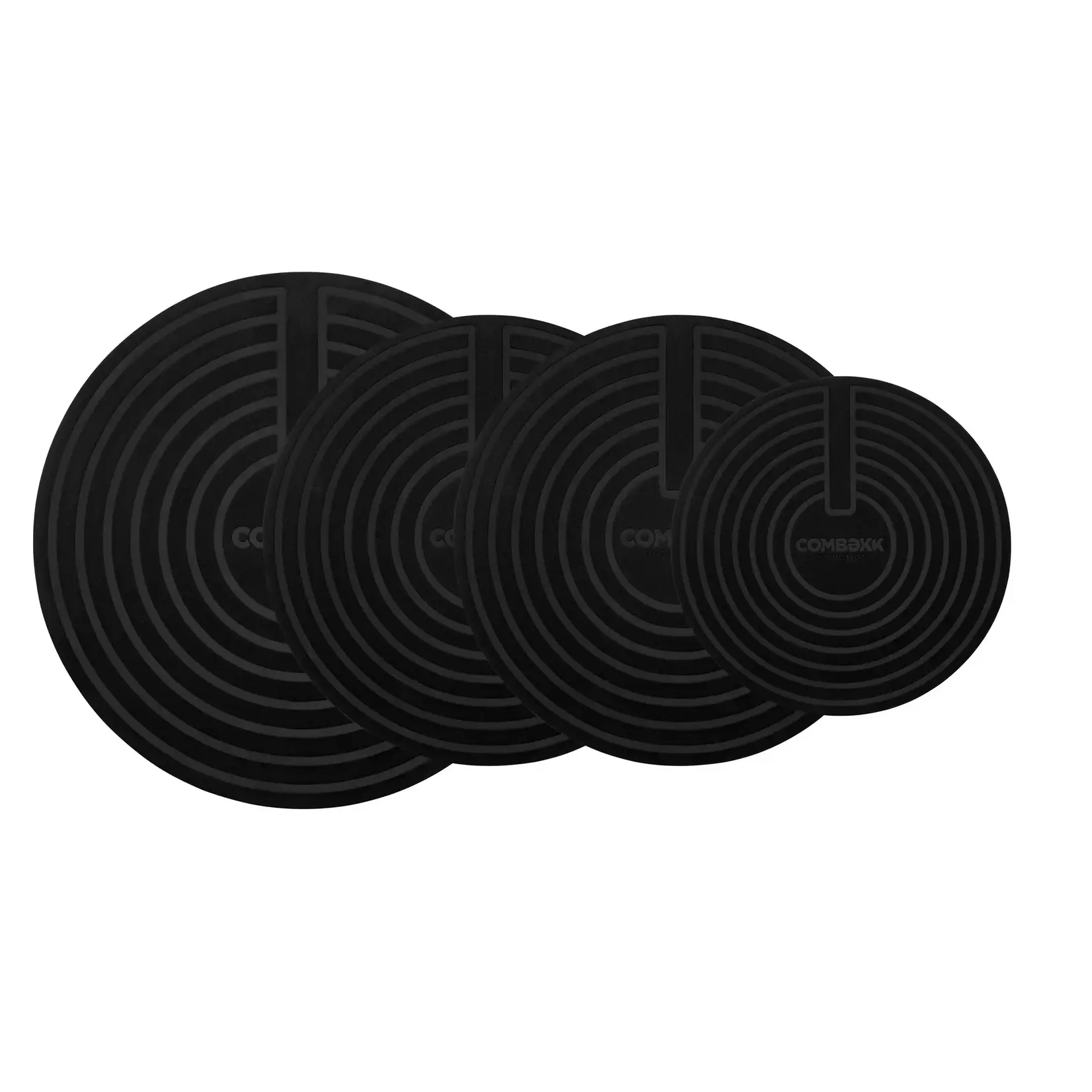 Combekk, Nederlands design  gietijzeren pannen uit gerecycled materiaal. Combekk set-4 kookplaat beschermers 18 cm 2x 24 cm en 28 cm Inductie kookplaat Mat Combekk  603004