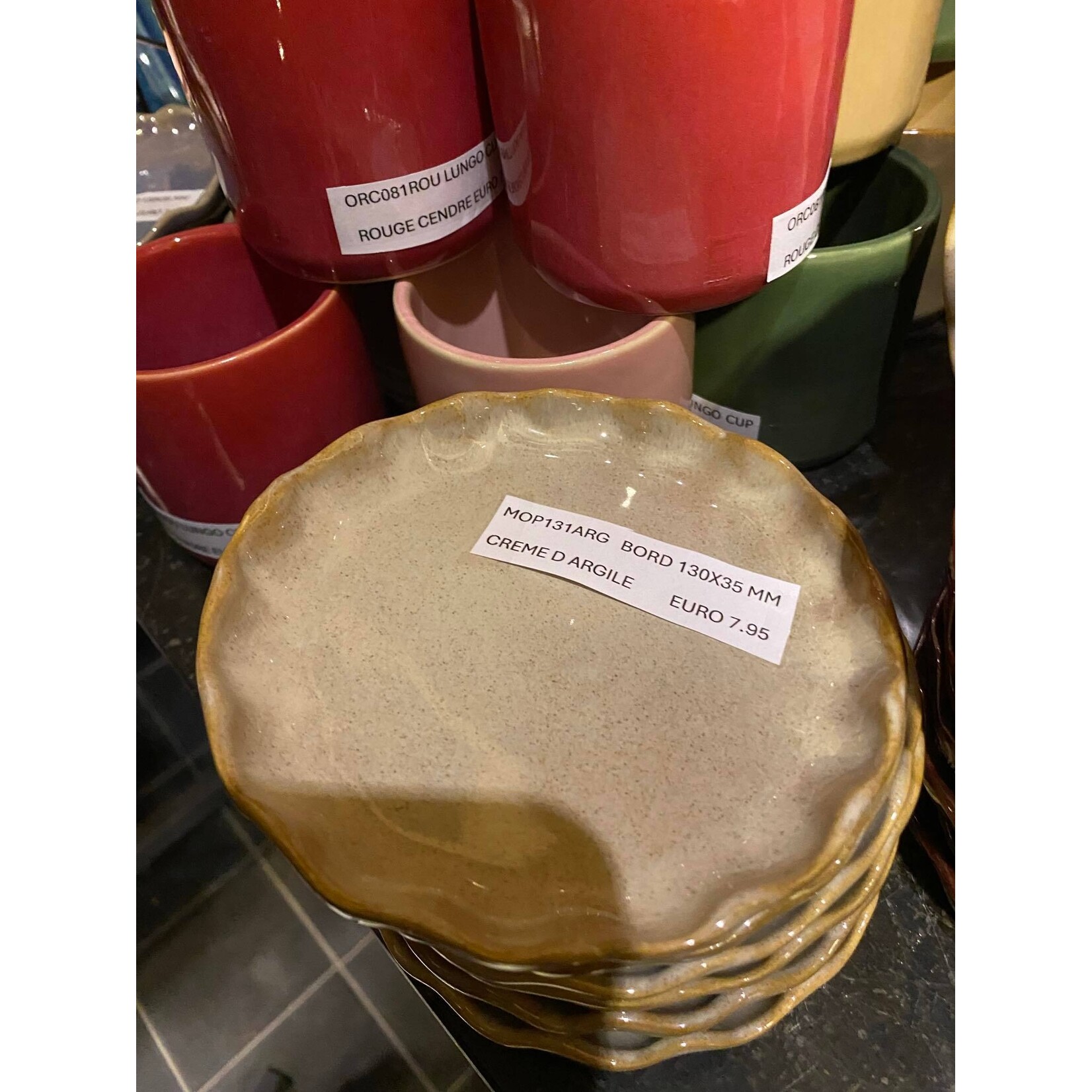 Gresnovo, handgemaakt keihard stoneware uit Portugal Plate bord 130 x 35 mm Gresnovo Moove bord 13 cm Creme D'argile mop131arg