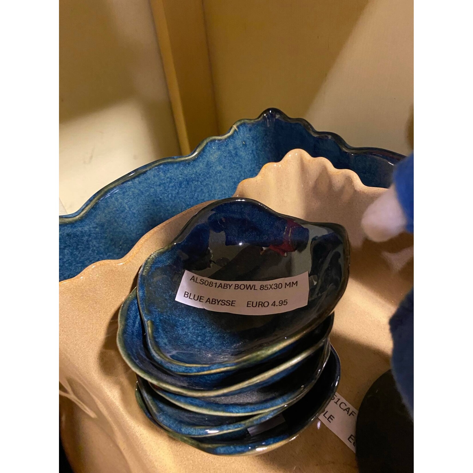 Gresnovo, handgemaakt keihard stoneware uit Portugal 85x30 bowl schaaltje Gresnovo Algas bowl schaaltje Bleu Abysse als081aby