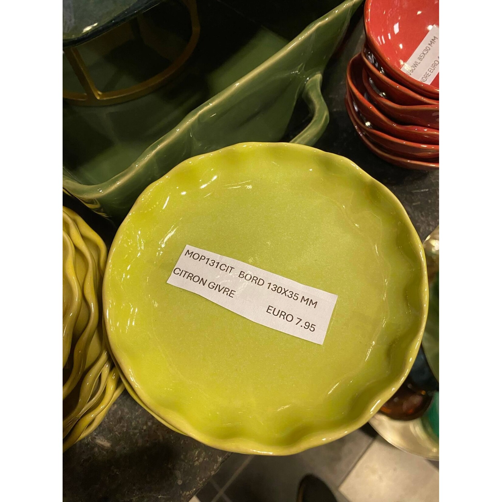 Gresnovo, handgemaakt keihard stoneware uit Portugal Plate bord 130 x 35 mm Gresnovo Moove bord 13 cm Citron Givre mop131cit