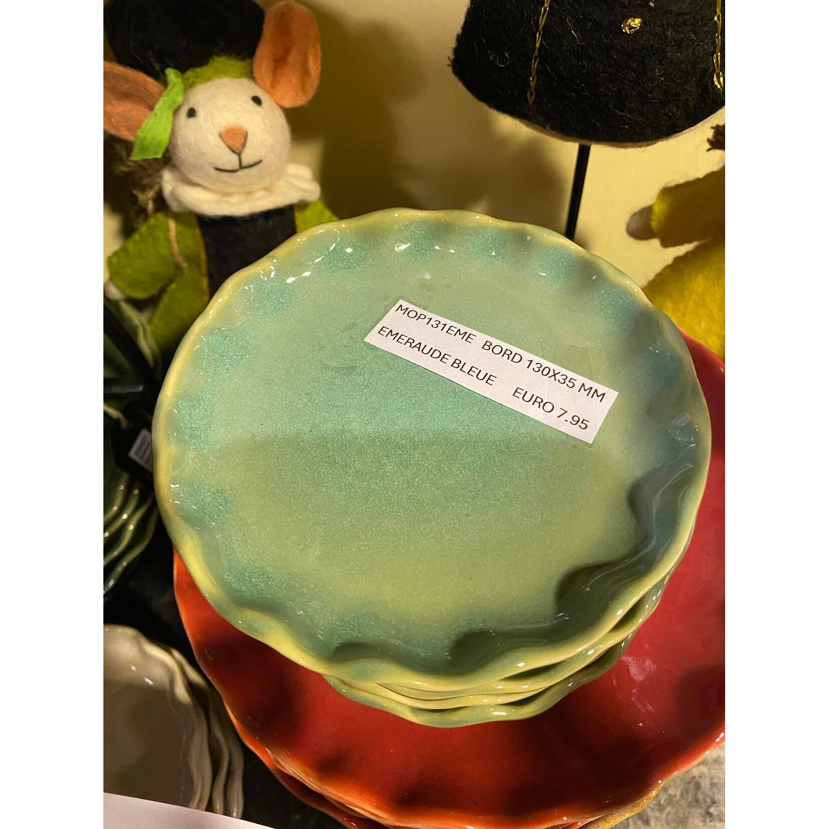 Gresnovo, handgemaakt keihard stoneware uit Portugal Plate bord 130 x 35 mm Gresnovo Moove bord 13 cm Emeraude Bleue mop131eme