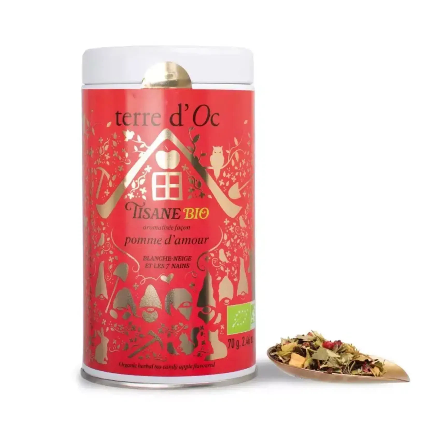Terre D'oc Terre d'Oc Tisane Bio Pomme d'amour 70 gram Terre d'Oc thé de Noël blik kruiden thee