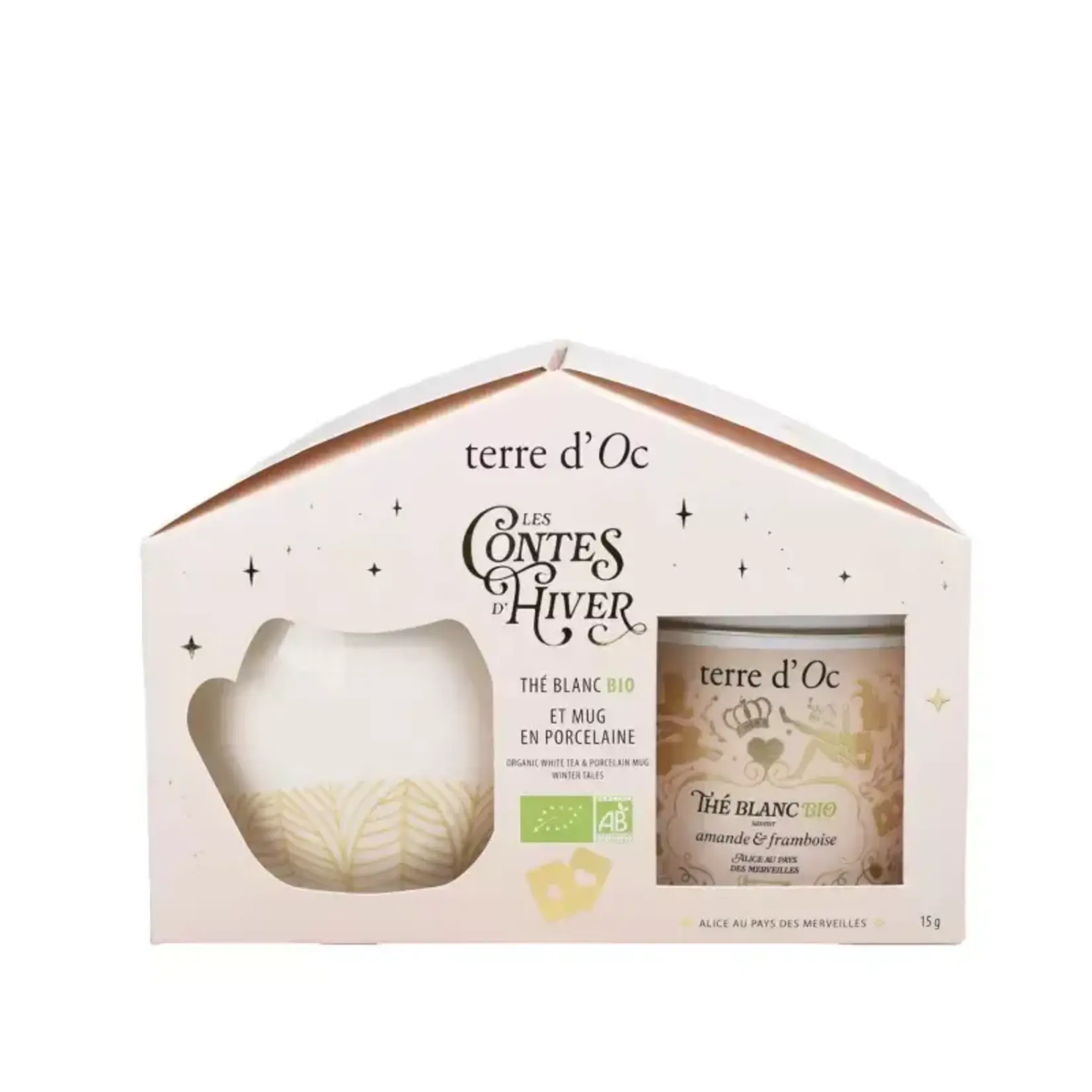 Terre D'oc Terre d'Oc Bio Cadeau mok en blik The Blanc Amandine Framboise als set Terre d'Oc witte thee