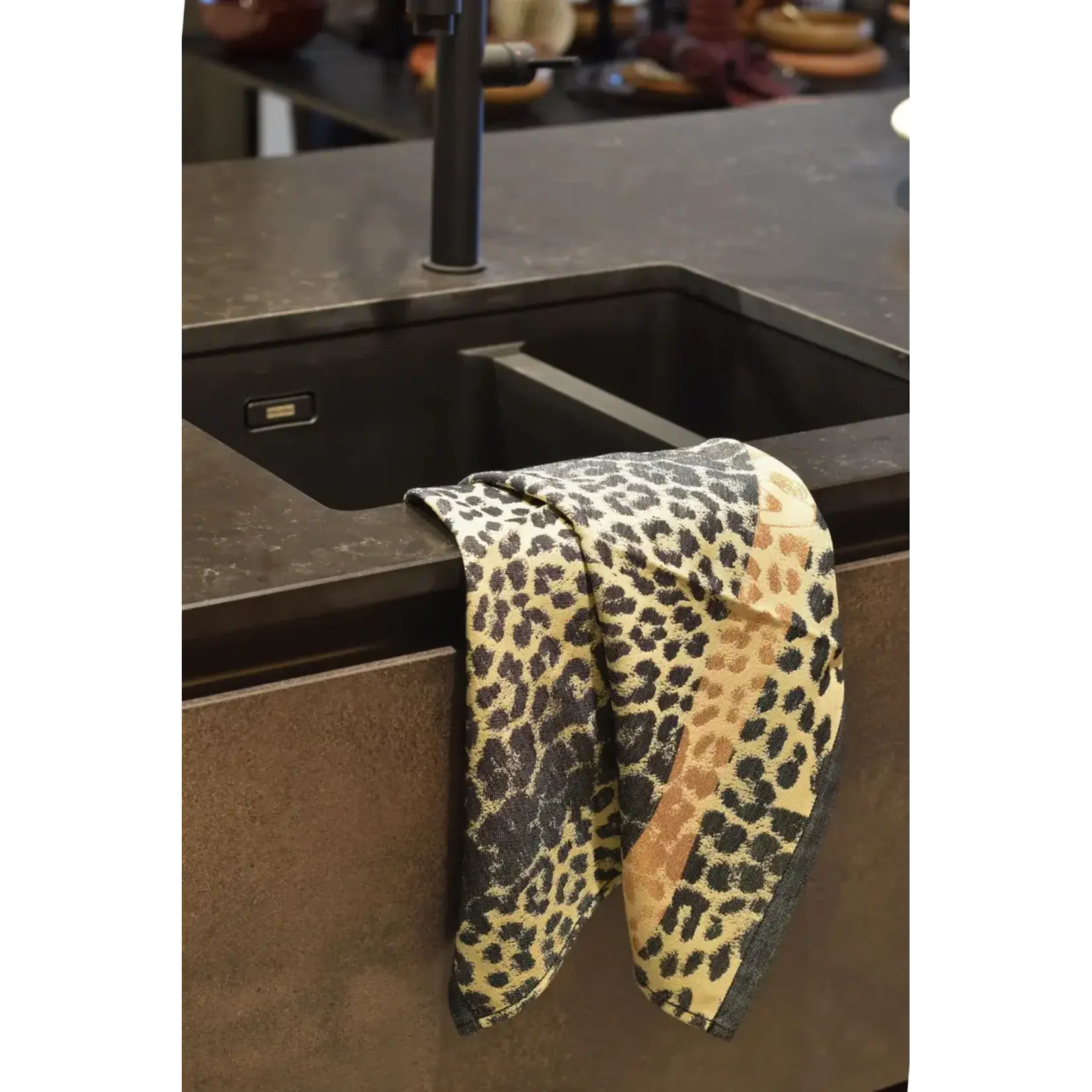 Vaat Amsterdam Kitchen Couture Vaat Gift set I love leopard black sand gold Theedoek en keukendoek Vaat GS0044