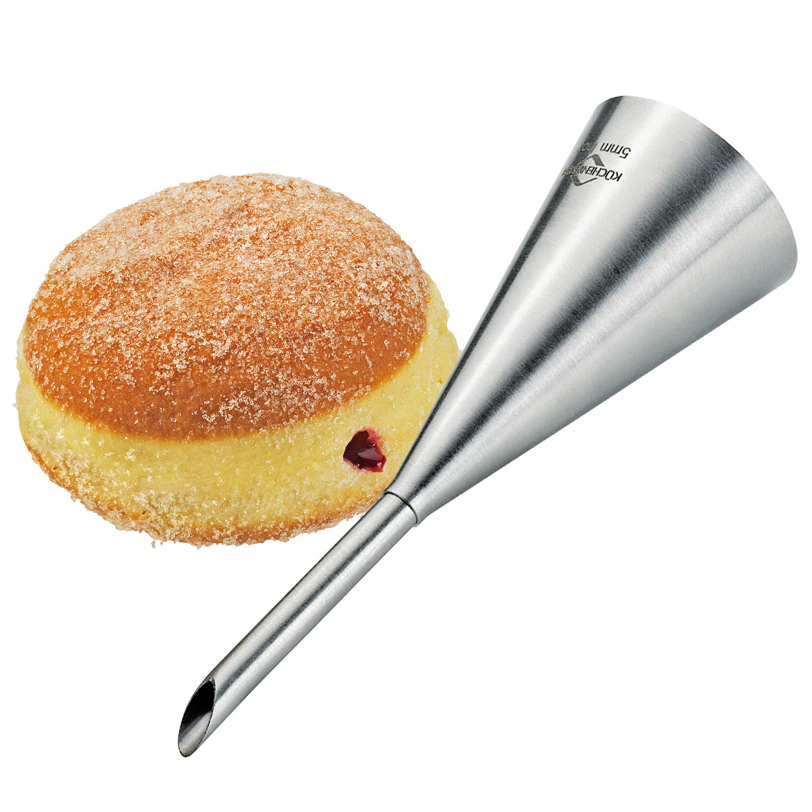 Kuchenprofi 5 mm rvs Bismarck spuitmondje vulspuitmond met lange dunne buis Kuchenprofi 0805462805