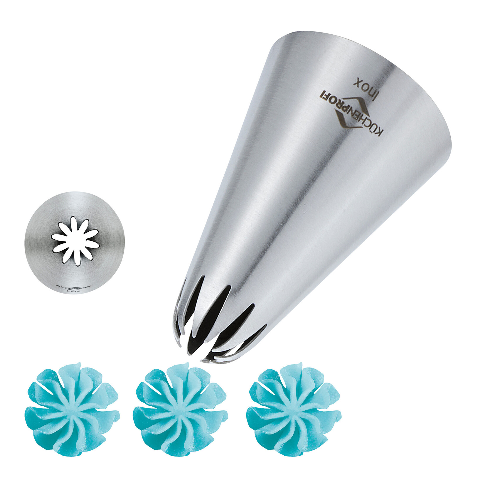 Kuchenprofi 14 mm rvs spuitmondje kartel bloem naar binnen gebogen ster Kuchenprofi 0805492814