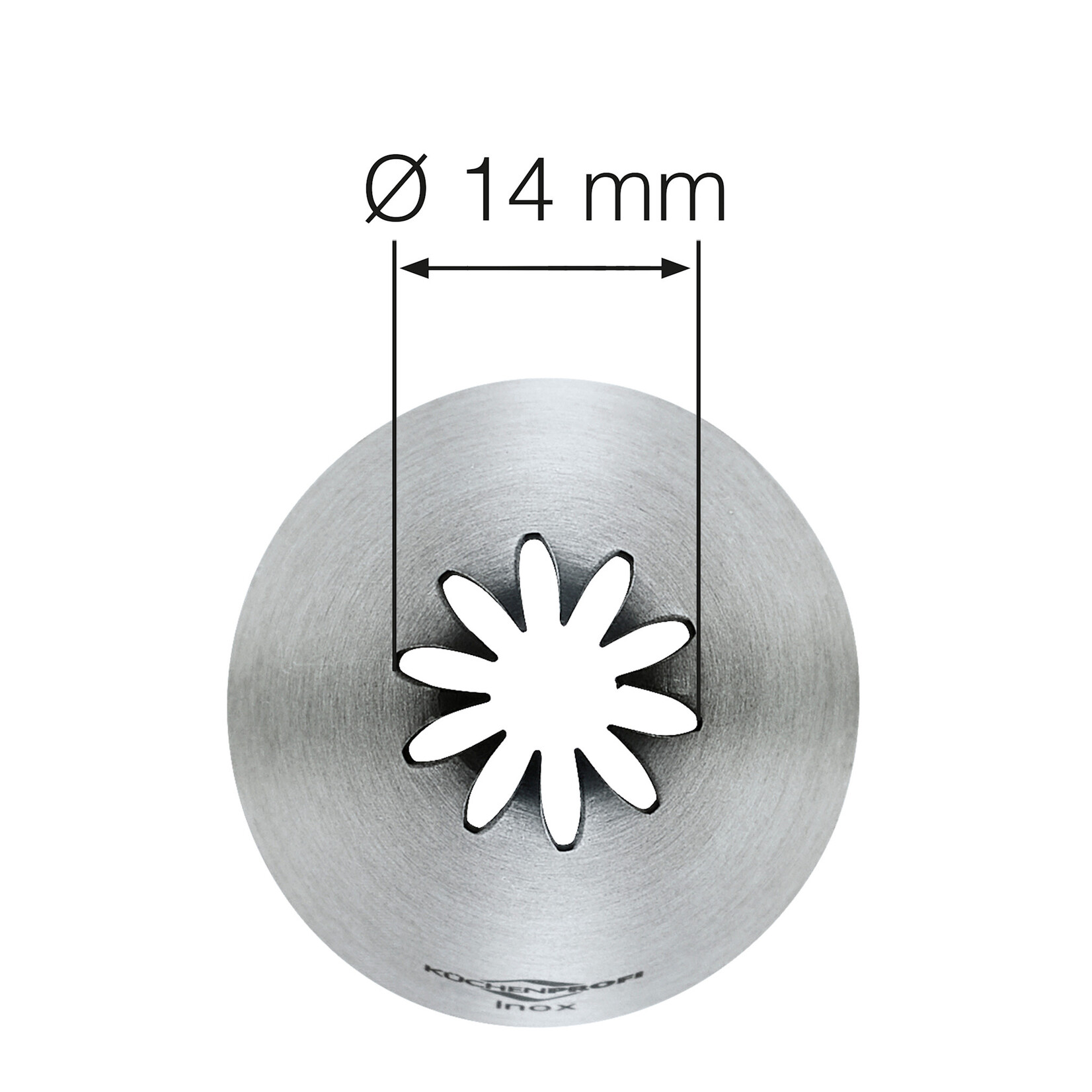 Kuchenprofi 14 mm rvs spuitmondje kartel bloem naar binnen gebogen ster Kuchenprofi 0805492814