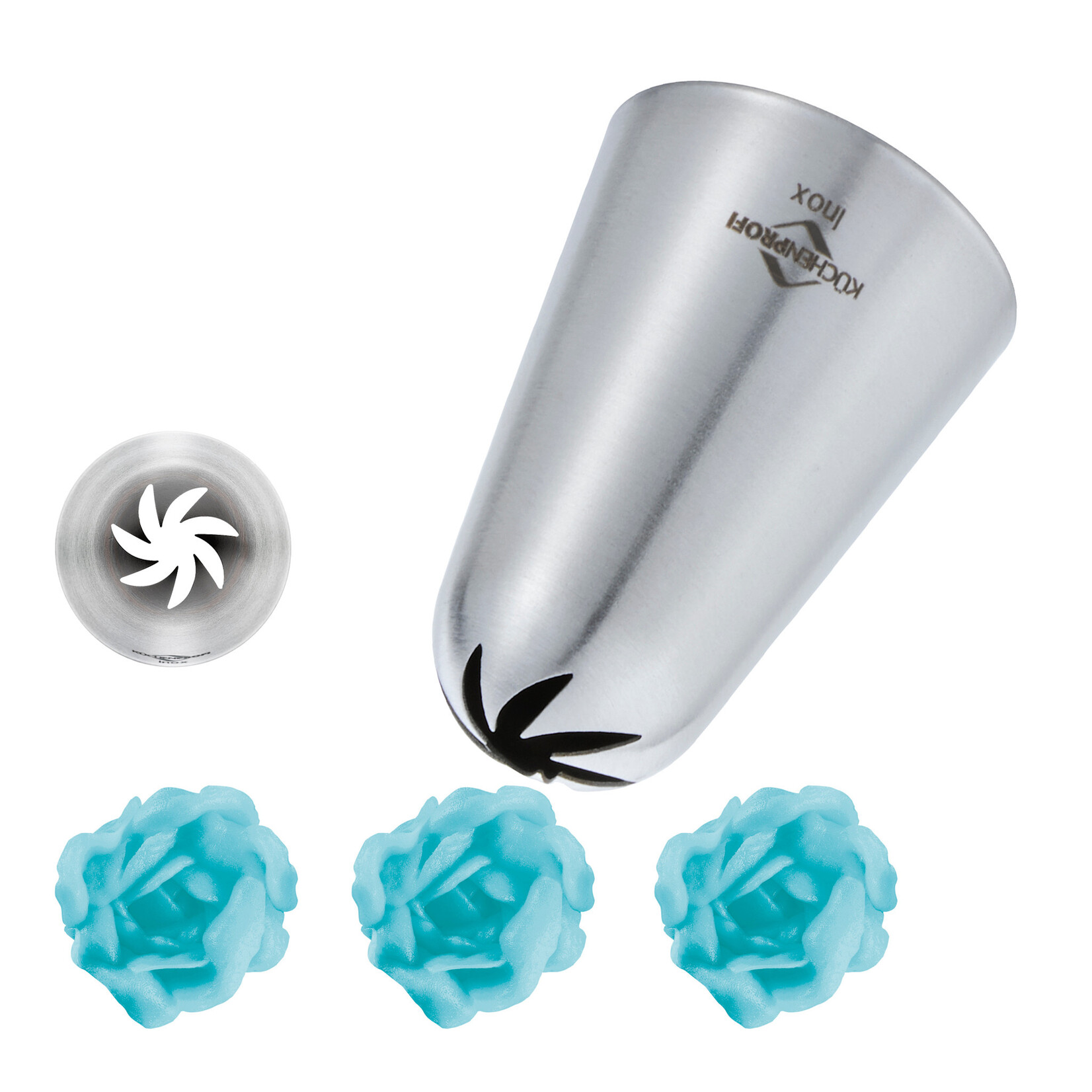 Kuchenprofi 14 mm rvs spuitmondje kartel rozet gedraaid dicht geduwde kartels Kuchenprofi 0805502814