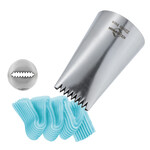 Kuchenprofi 22 mm rvs spuitmondje platgeduwd aan beide zijden gekarteld weef of mand patroon Kuchenprofi 0805512822