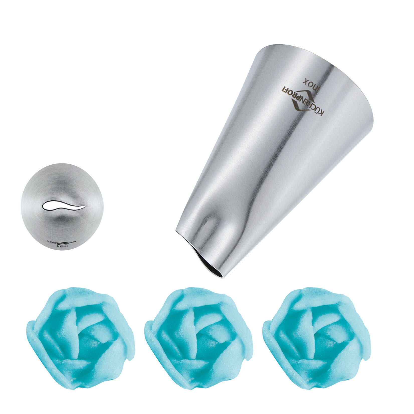 Kuchenprofi 14 mm rvs spuitmondje rozenblad gebogen Kuchenprofi 0805532814