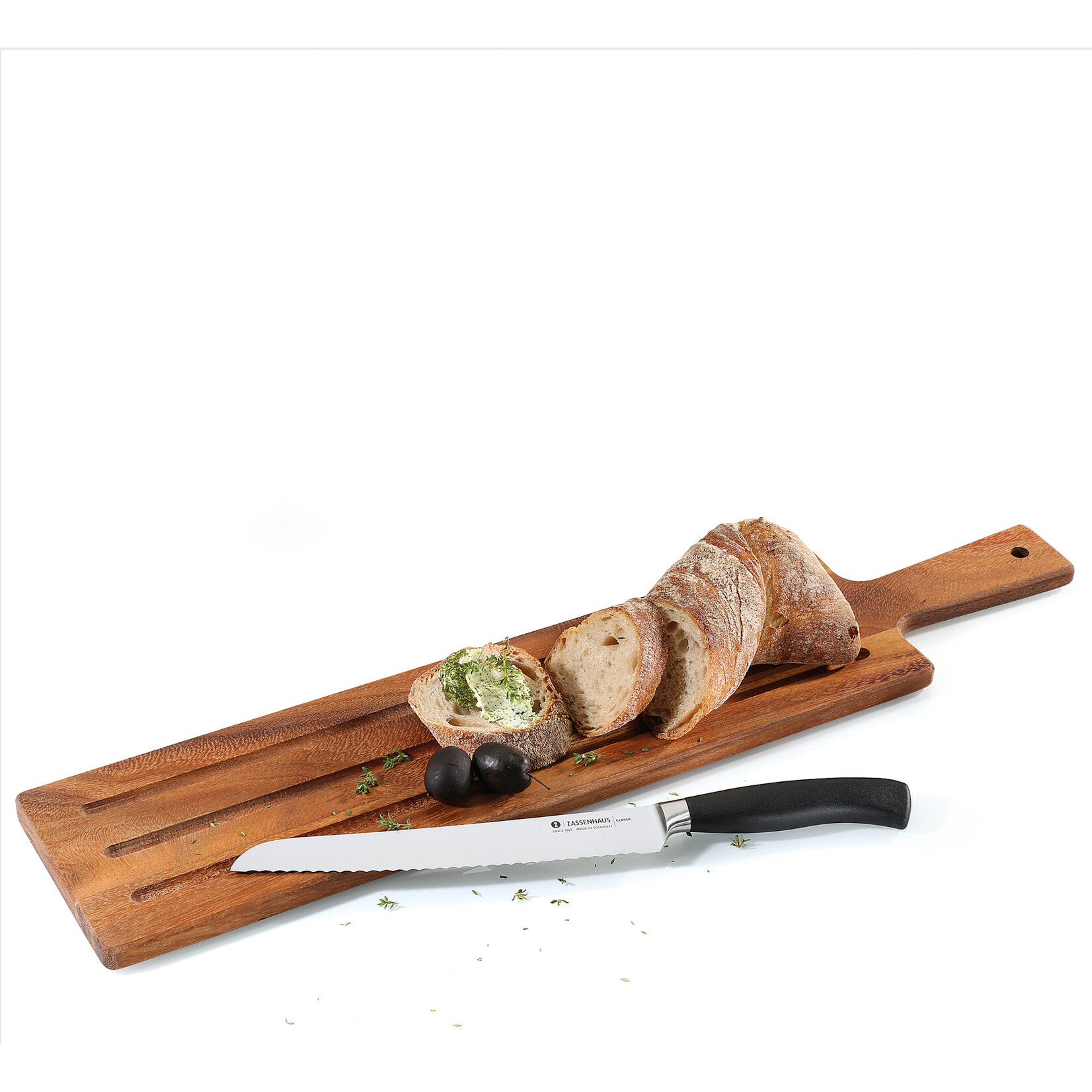 Zassenhaus Zassenhaus Acacia 60 x 13 cm 2 in 1 serveerplank of stokbroodplank Zassenhaus 055207