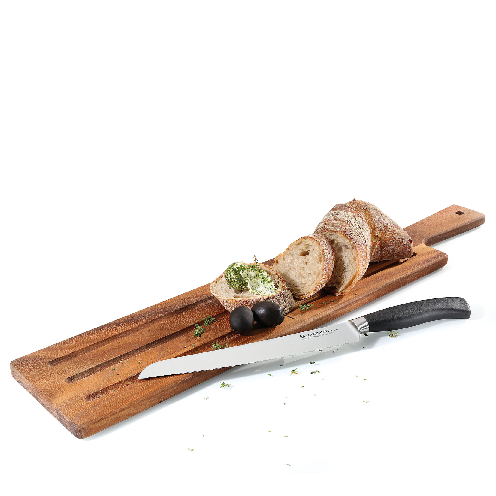 Zassenhaus Zassenhaus Acacia 60 x 13 cm 2 in 1 serveerplank of stokbroodplank Zassenhaus 055207