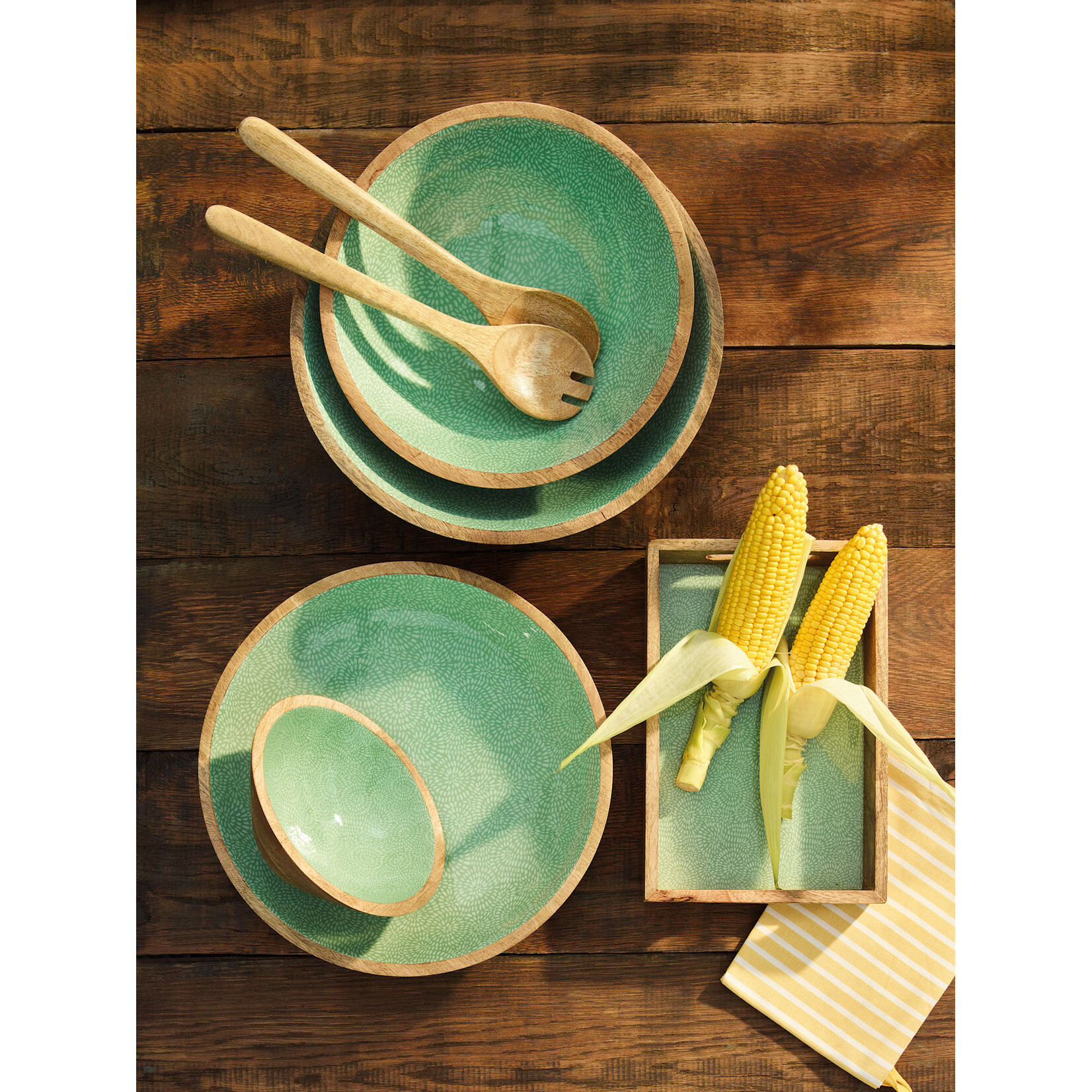 Zassenhaus Zassenhaus Schaal Brush Green Mango hout slaschaal 35 cm Zassenhaus 080421