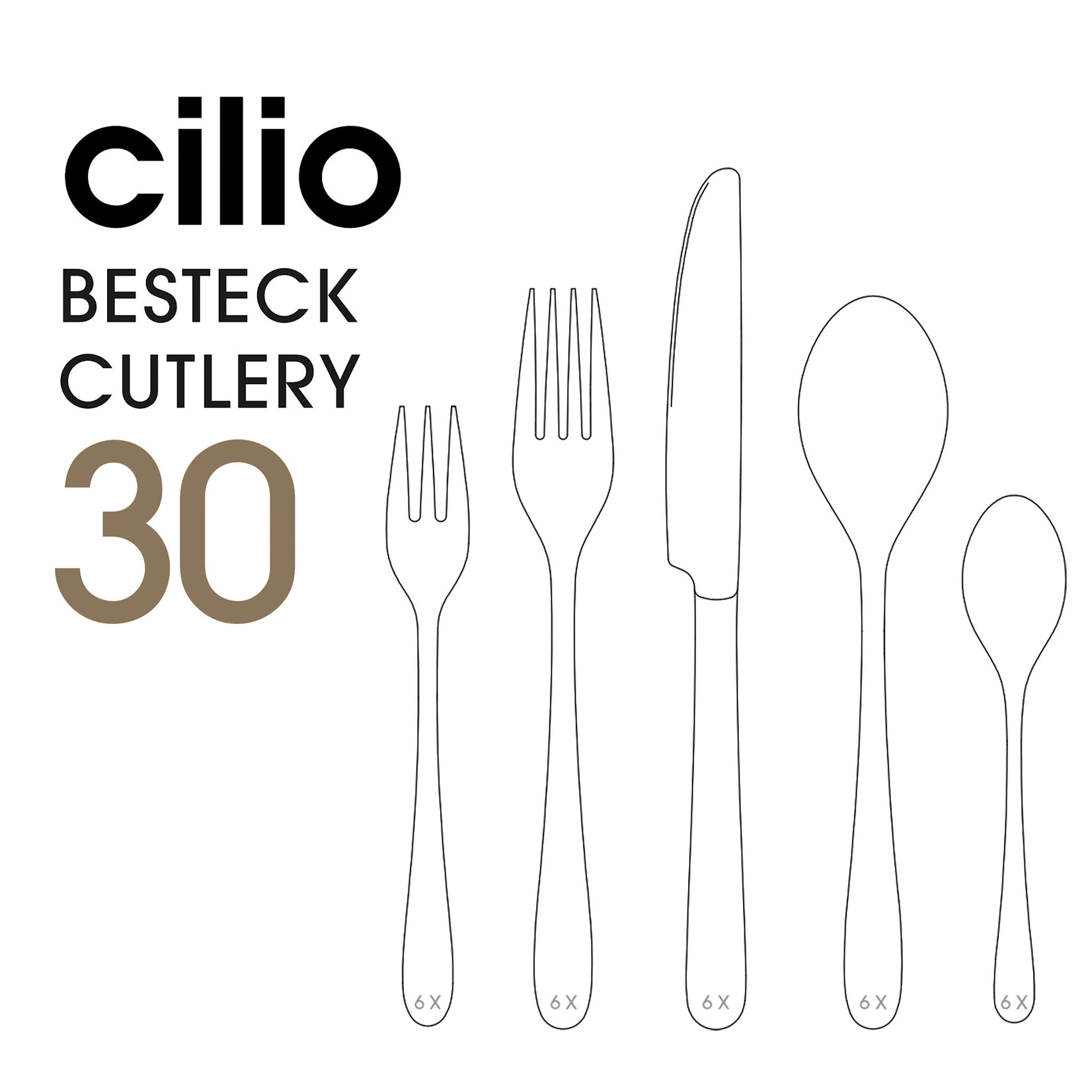 Cilio 30 delig Bestek Cilio San Marino 30 delig 6 persoonsbestek Cilio 125382