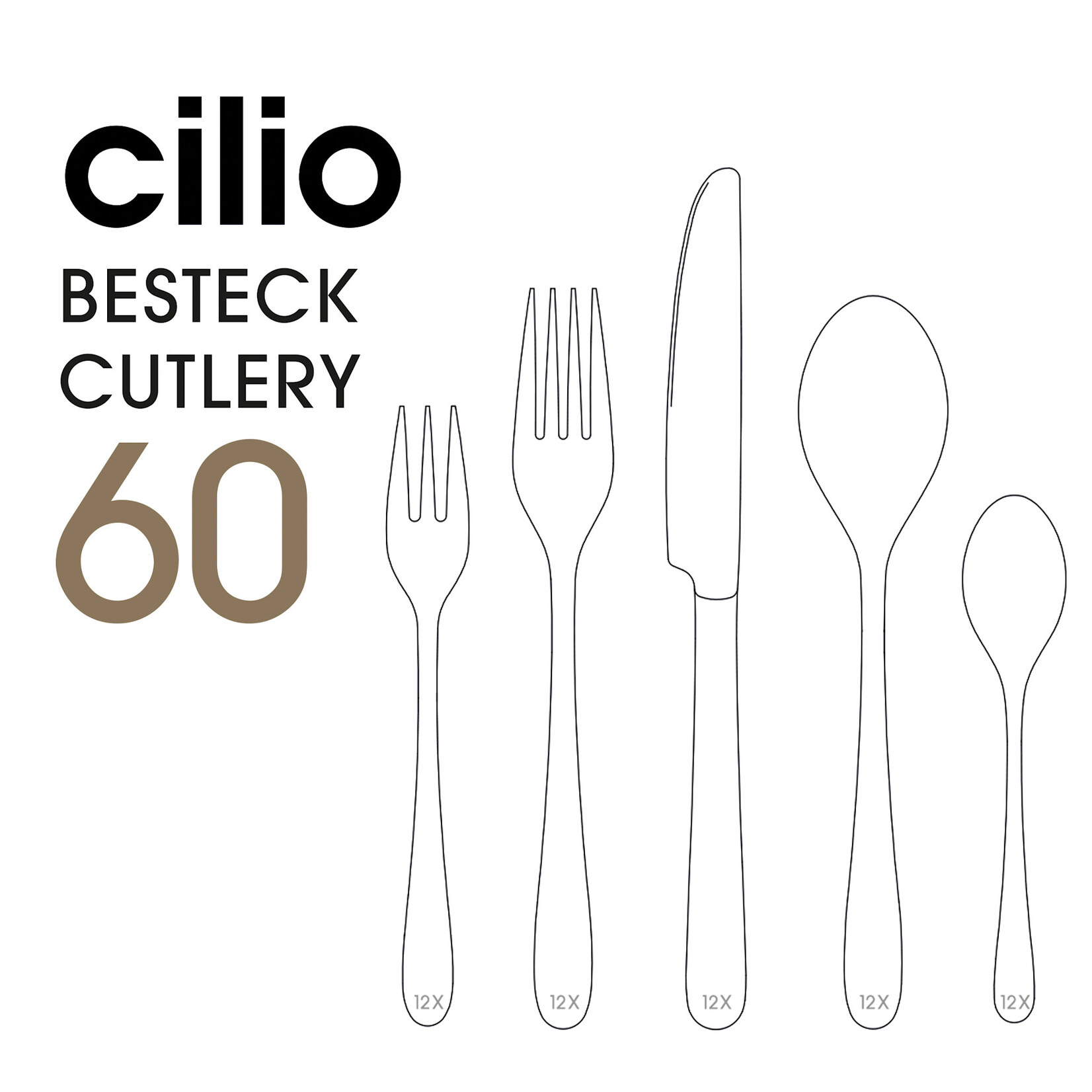 Cilio 60 delig Bestek Cilio Roma 60 delig 12 persoonsbestek Cilio 125443