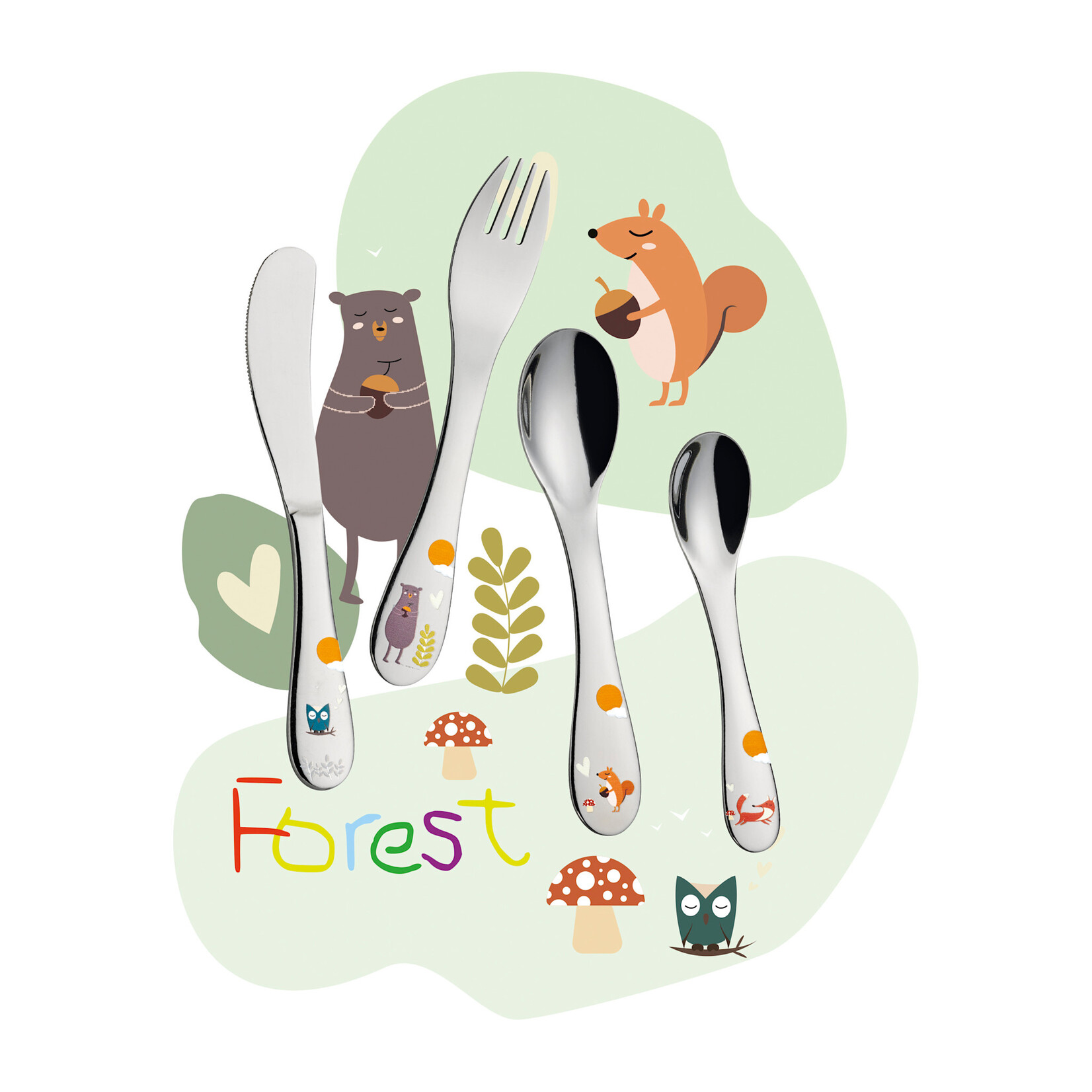 Cilio 4 Delig kinderbestek Forest Cilio kinderbestek met bosdieren Cilio 124910