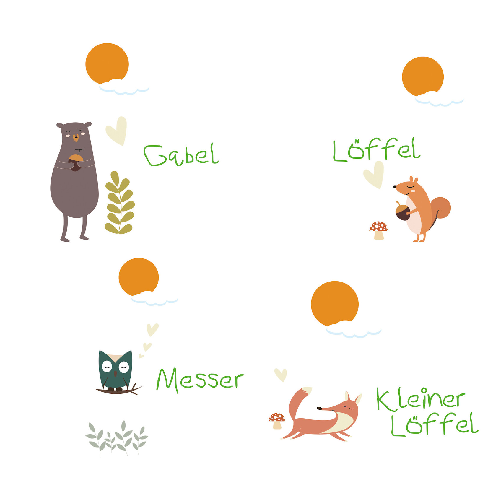 Cilio 4 Delig kinderbestek Forest Cilio kinderbestek met bosdieren Cilio 124910