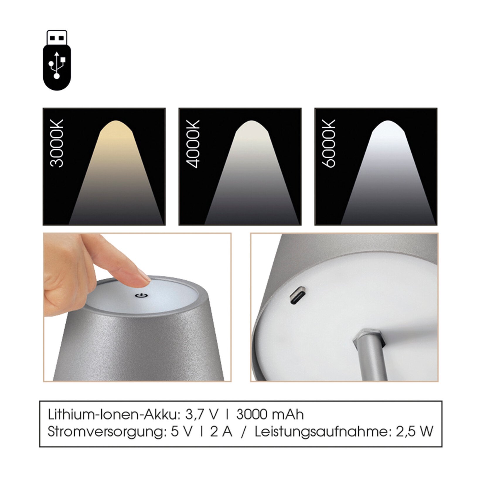 Cilio Zwarte Led lamp voor op flessen tot Ø 3 cm Cilio Luce Led lamp zwart Cilio 190687