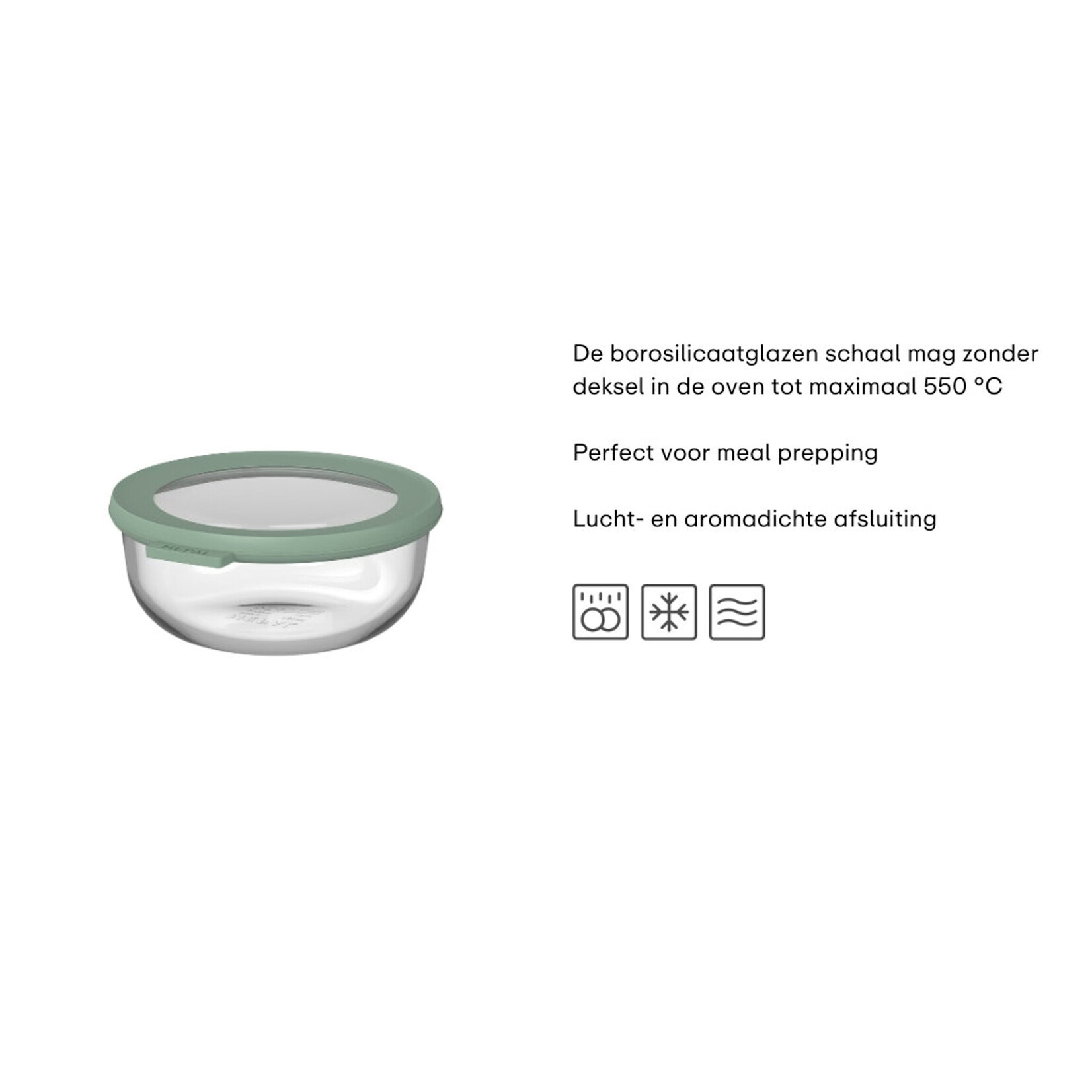 Mepal 500 ml ronde Mepal Cirqula glazen vershouddoos 500 ml deksel Nordic sage Mepal 106240594700