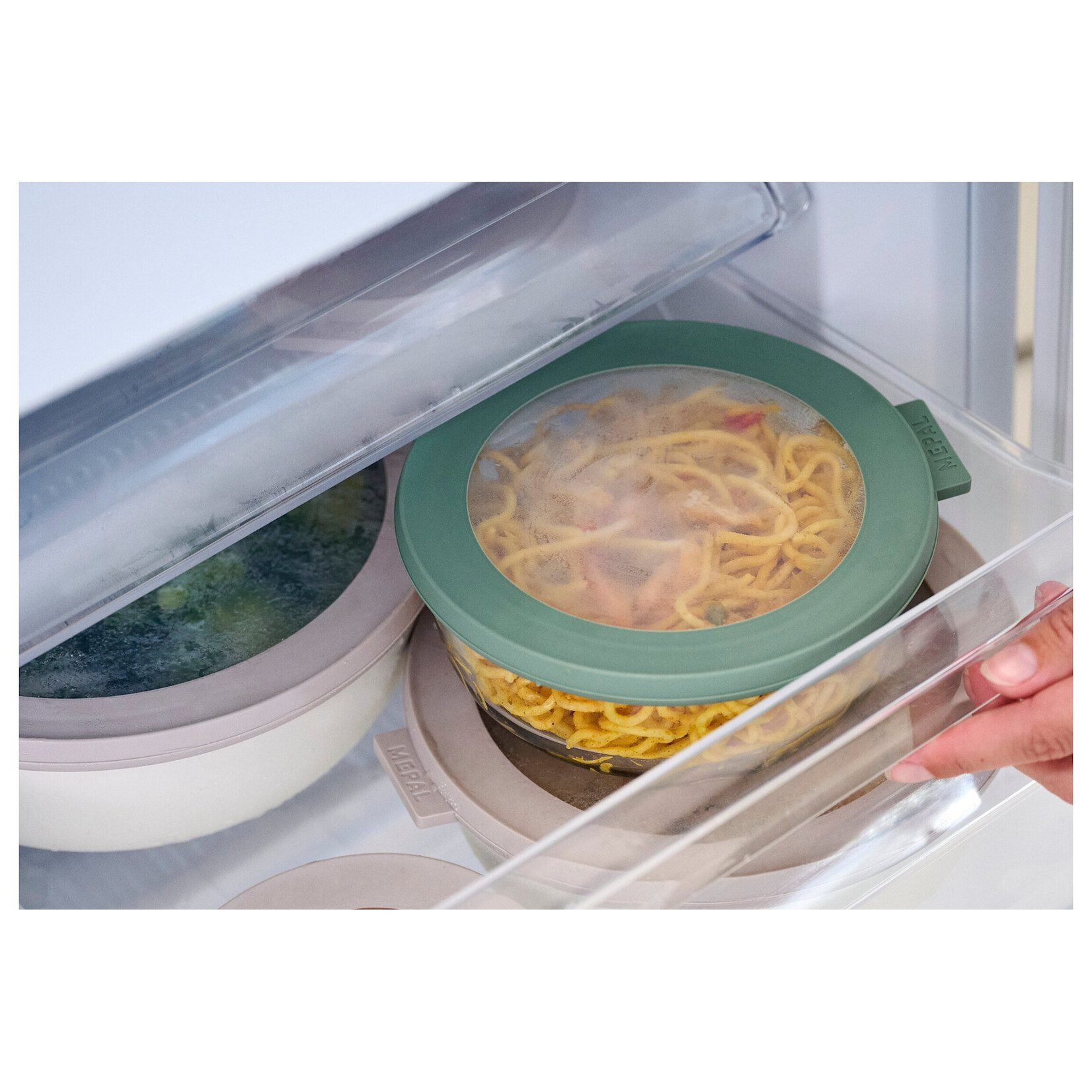 Mepal 500 ml ronde Mepal Cirqula glazen vershouddoos 500 ml deksel Nordic sage Mepal 106240594700