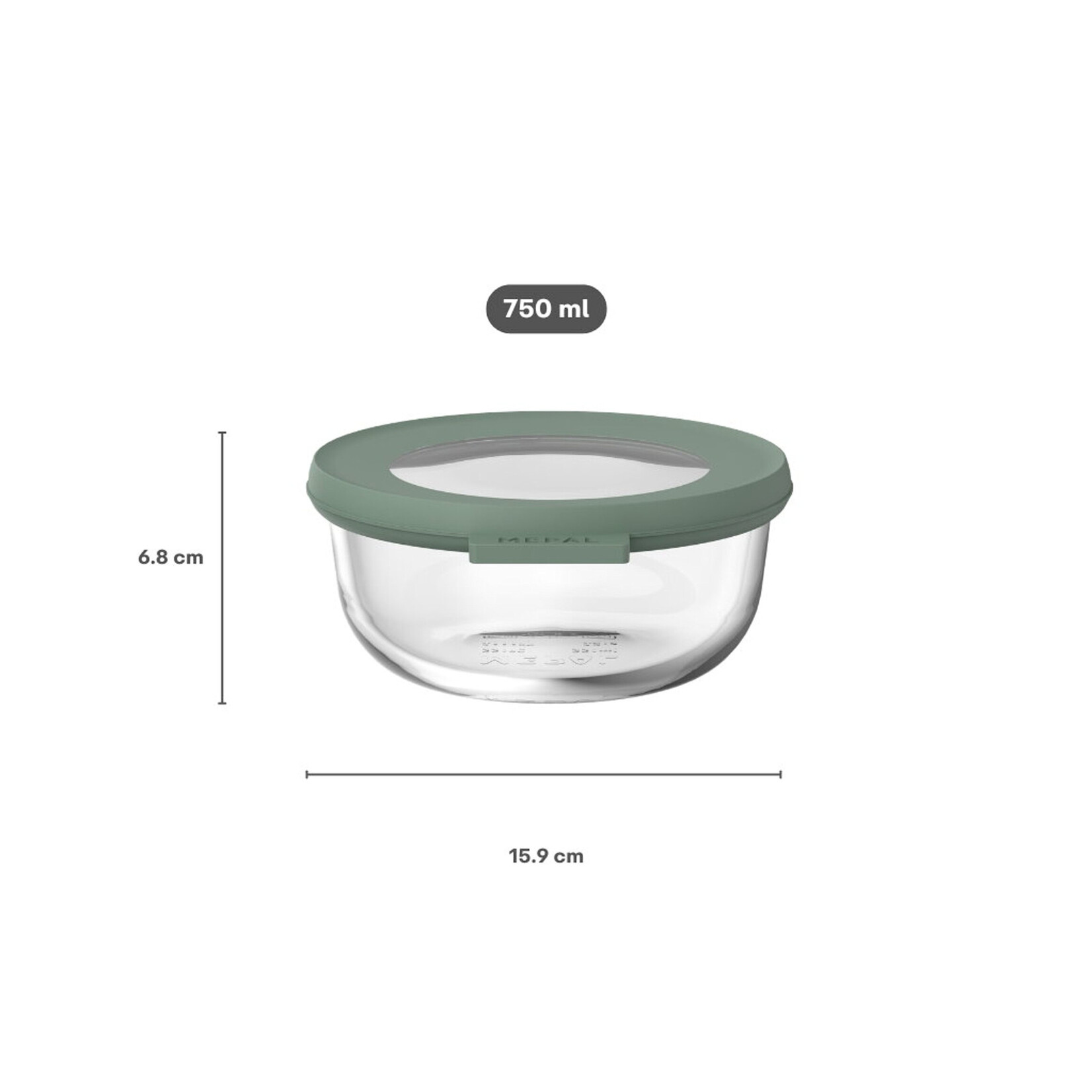 Mepal 750 ml ronde Mepal Cirqula glazen vershouddoos 750 ml deksel Nordic sage Mepal 106241094700