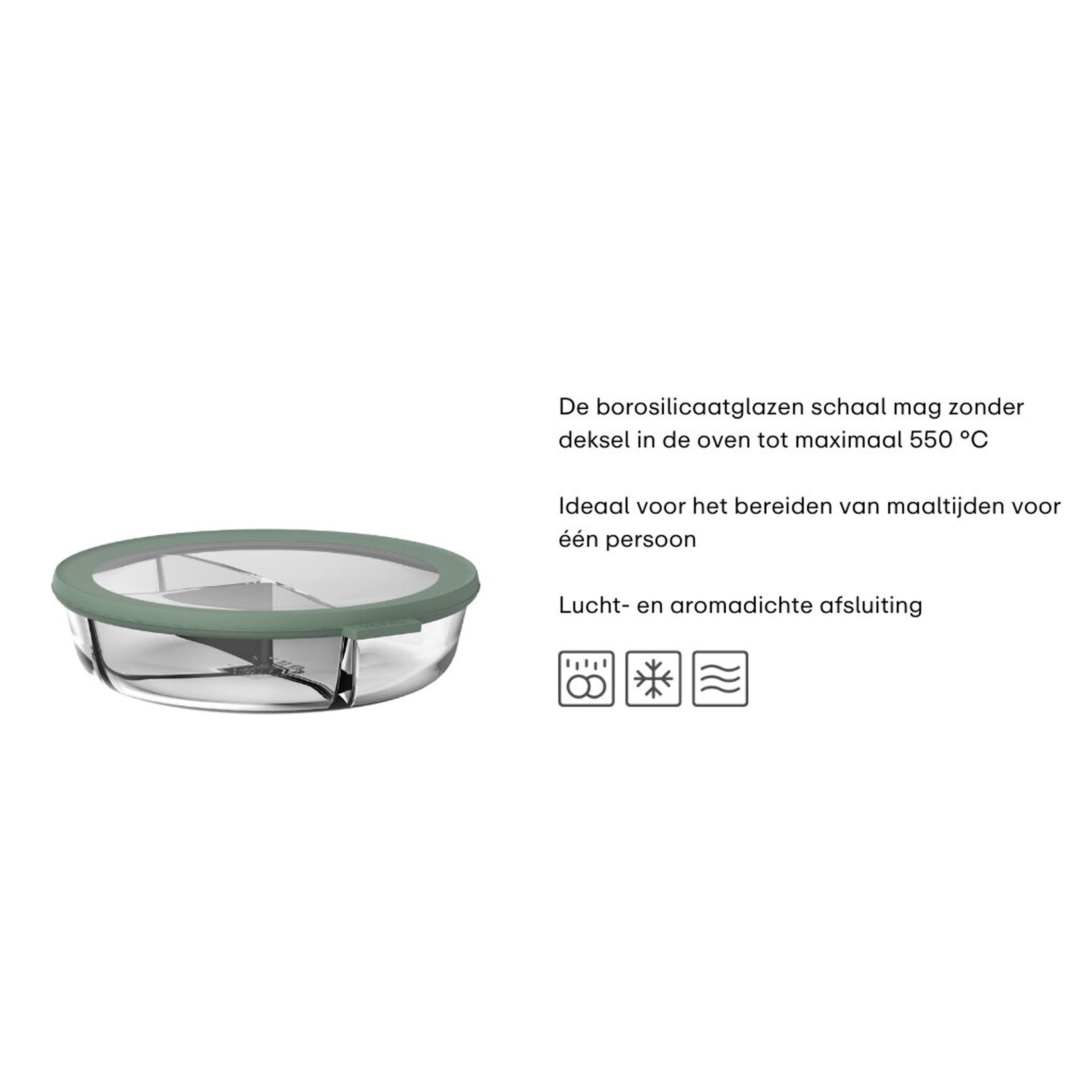 Mepal 3-vaks Mepal Cirqula glazen 3 vak schaal met deksel Nordic sage Mepal 106243094700