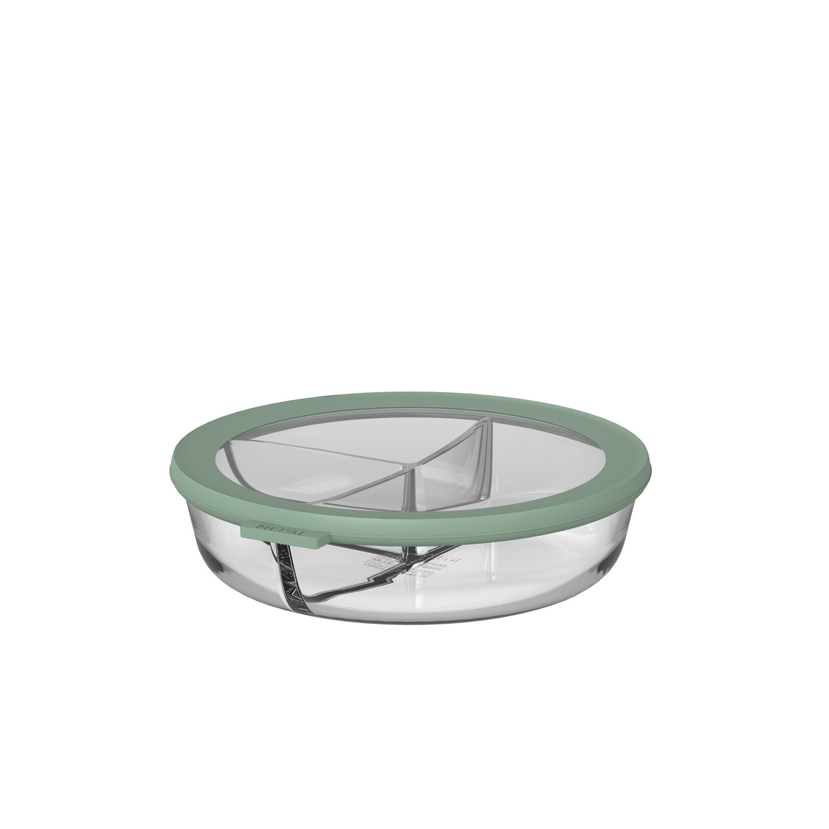 Mepal 3-vaks Mepal Cirqula glazen 3 vak schaal met deksel Nordic sage Mepal 106243094700