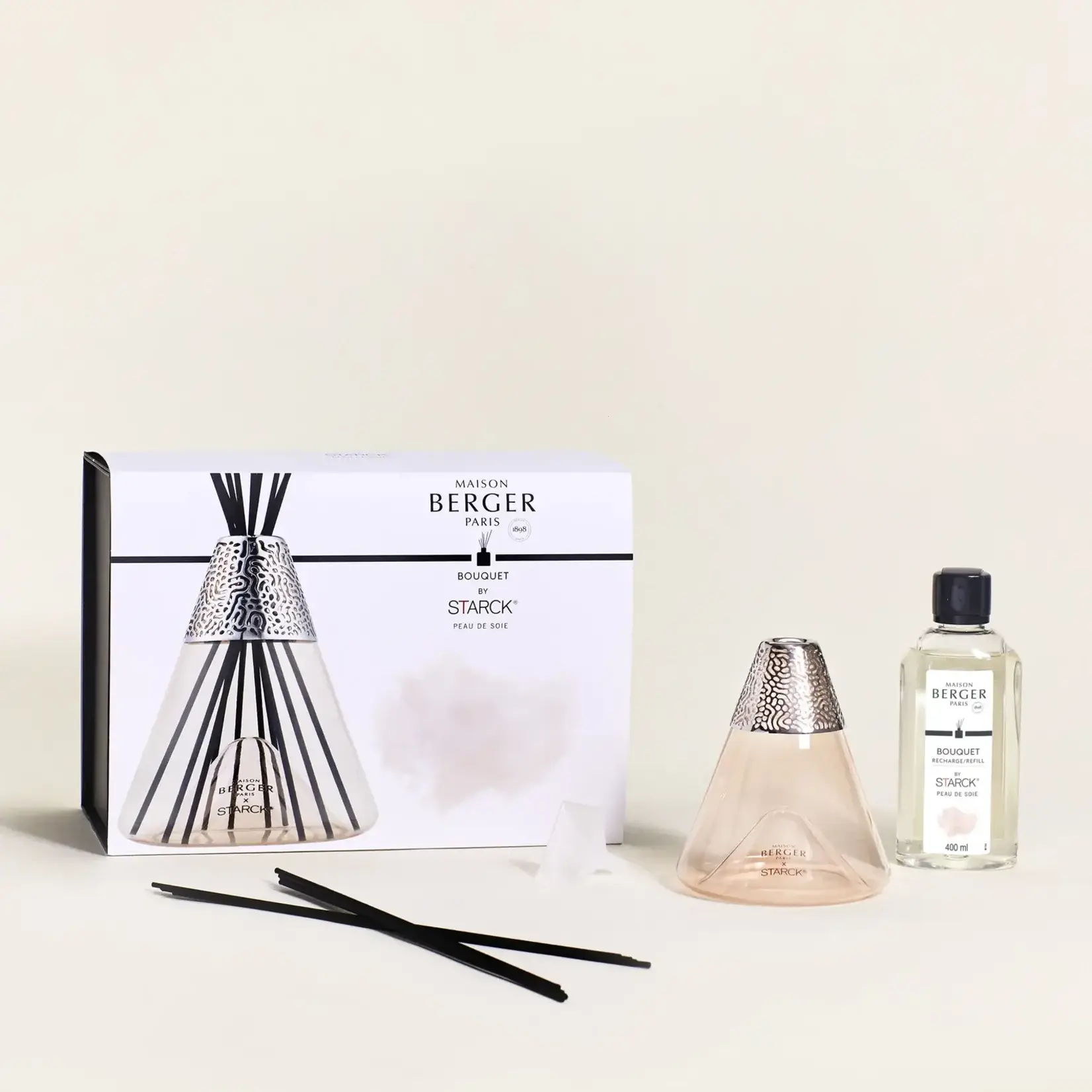 Maison Berger Paris 1898 Parfumverspreider met sticks Maison Berger x Starck Peau de Soie Parfumsticks