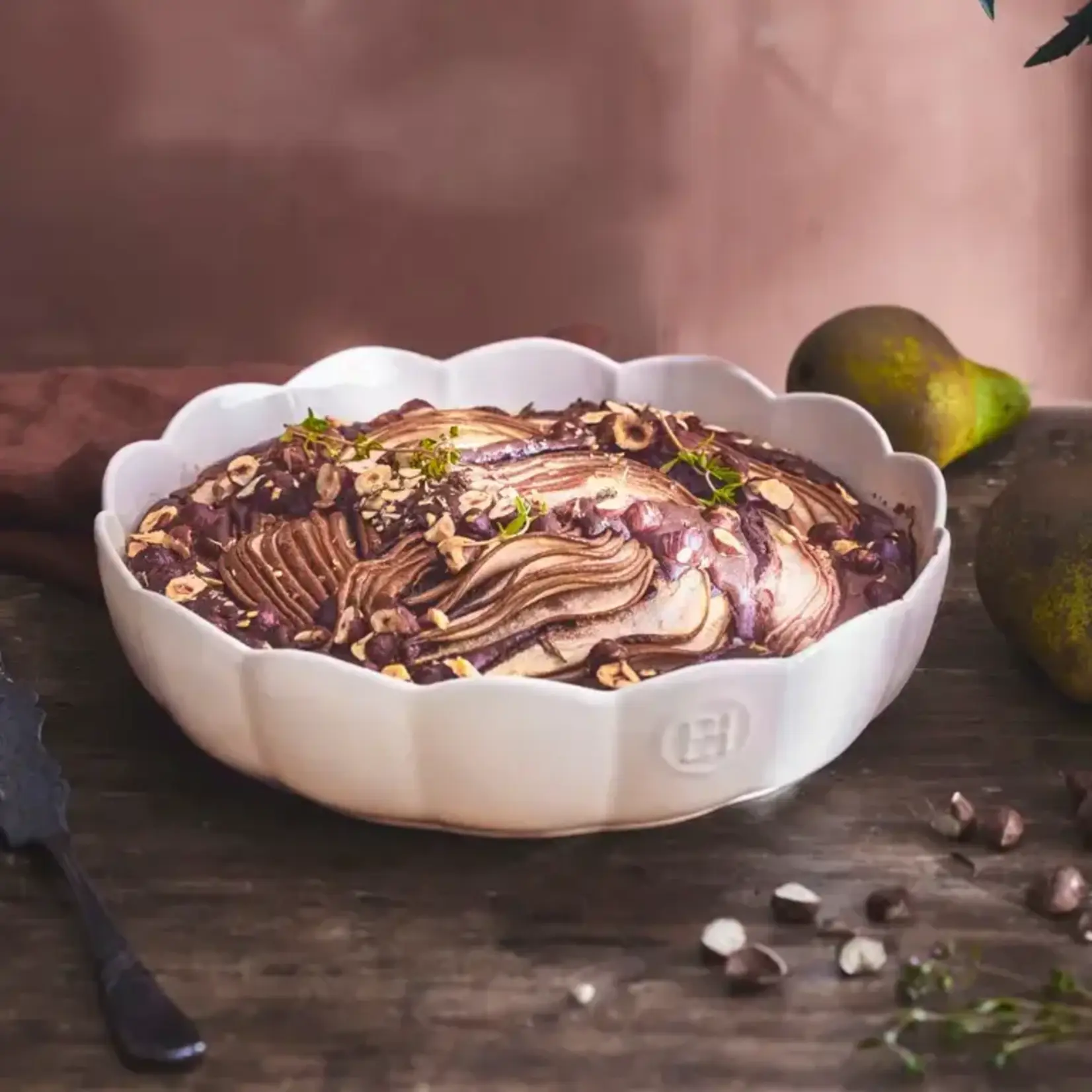 Emile Henry Ø 270 x 65 mm oven schaal rond gegold Emile Henry schaal Madeleine Argile Emile Henry 026253